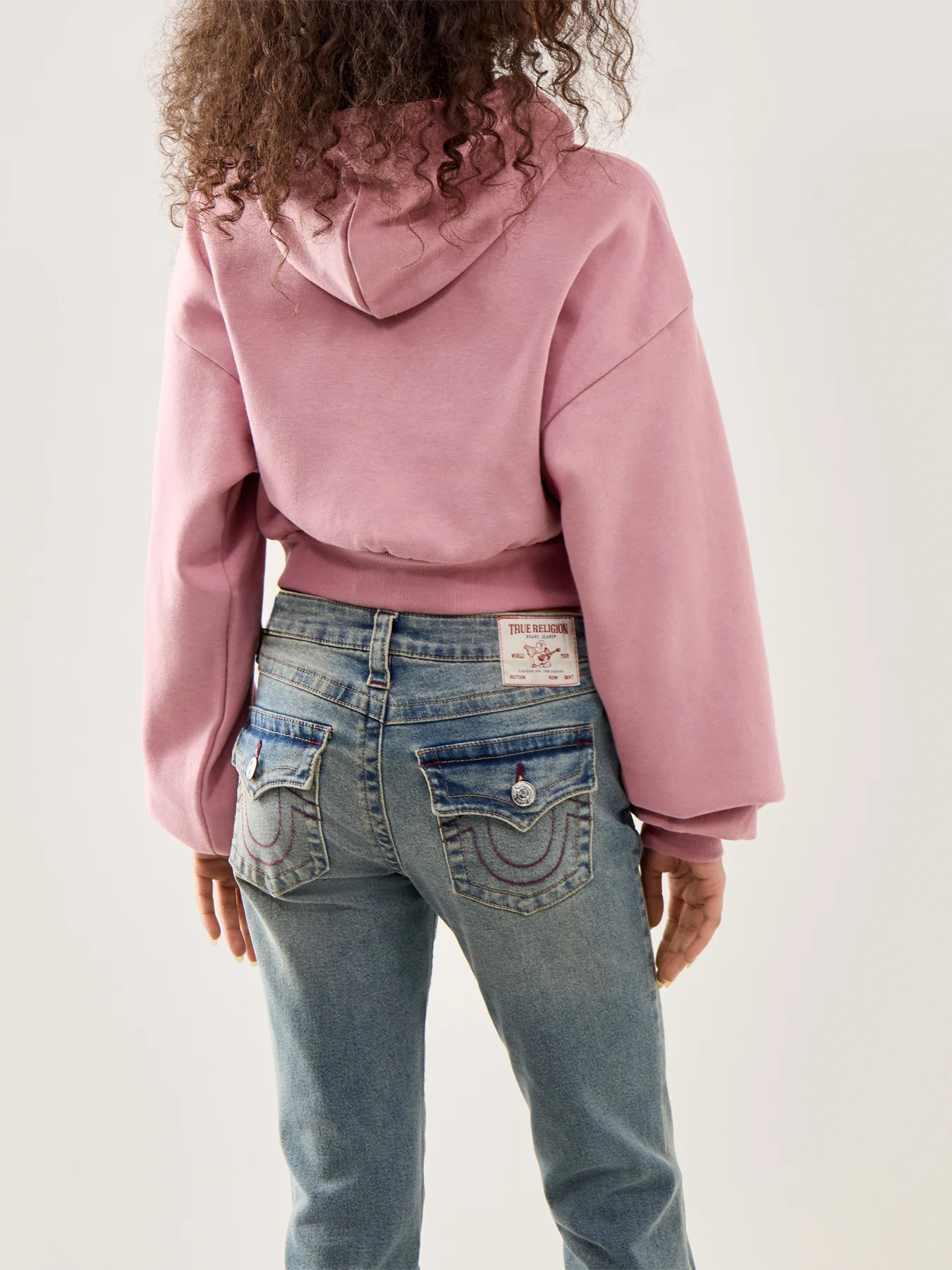 Crystal Logo Cropped Hoodie Pink - Image 5
