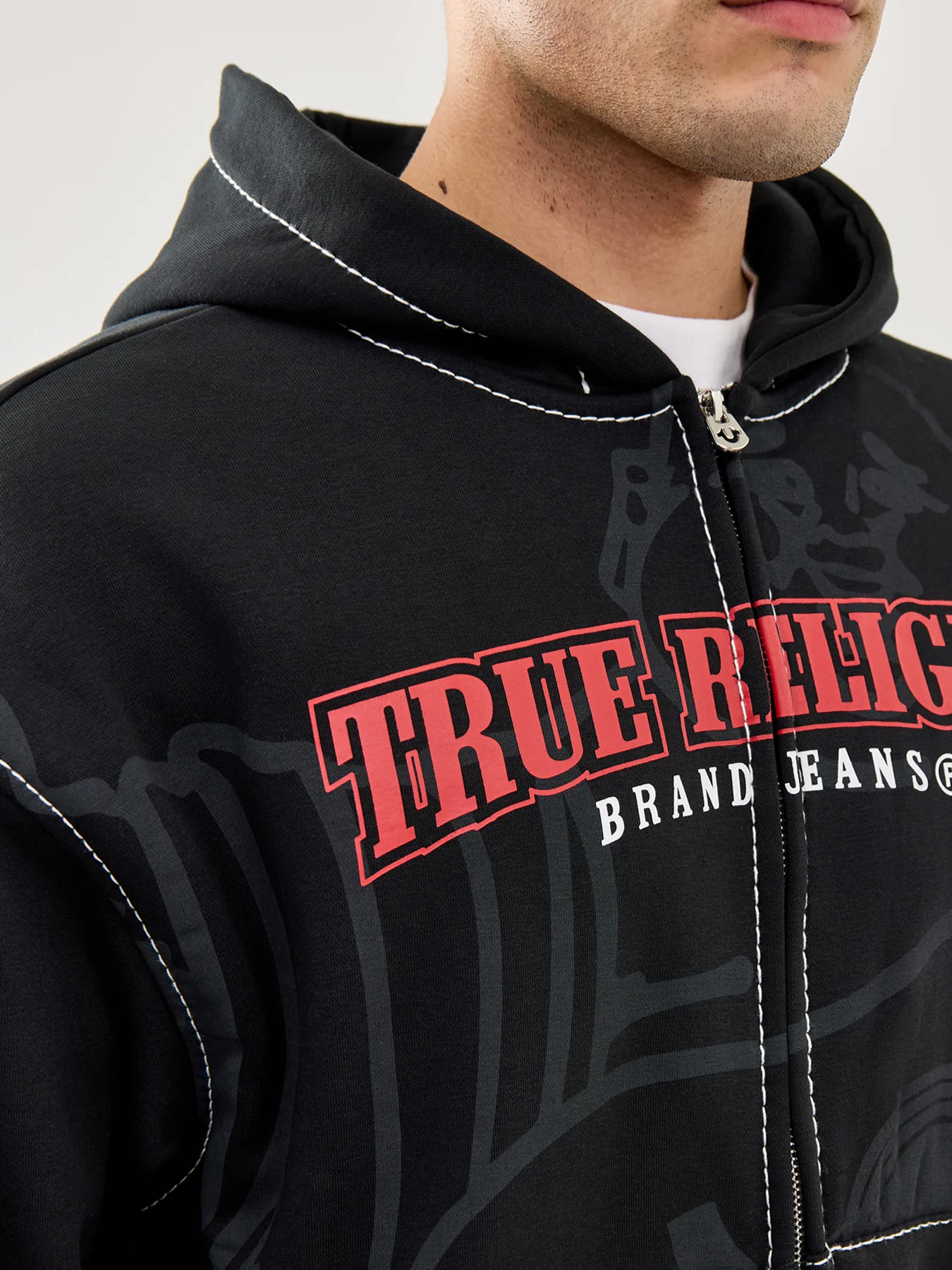 Fashion Big T Zip Up Hoodie Jet Black - Image 3