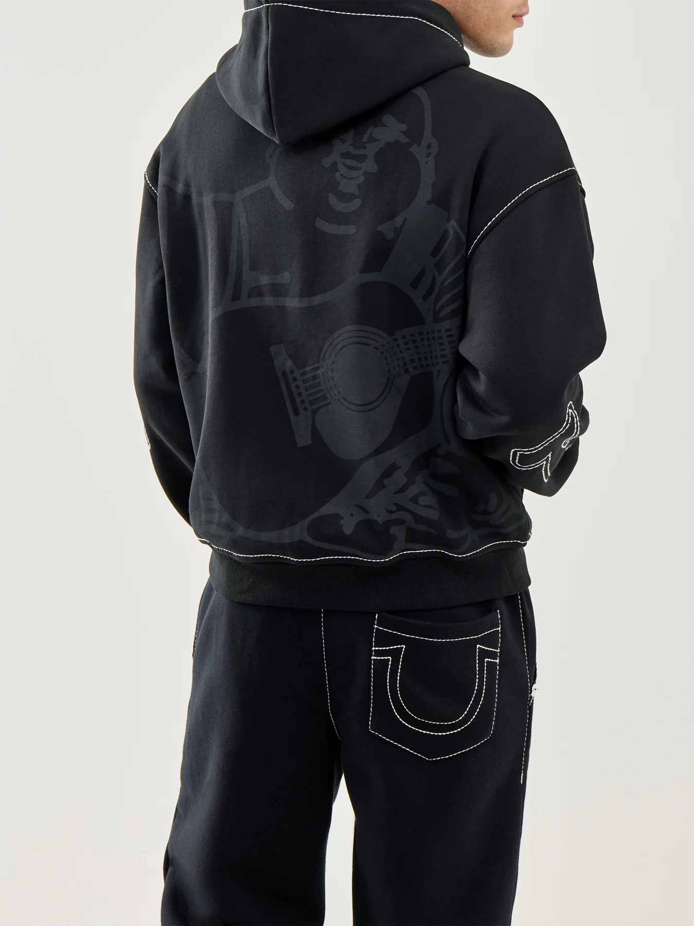 Fashion Big T Zip Up Hoodie Jet Black - Image 5