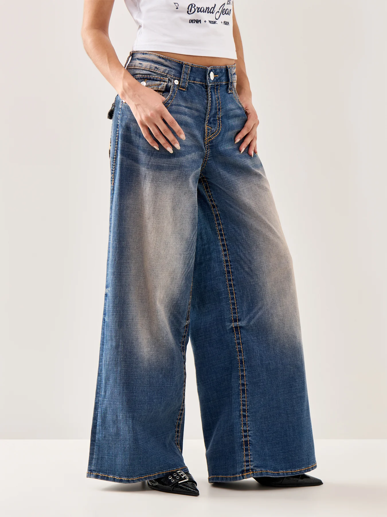 Jessie Super Baggy Flap Jeans Blue - Image 4