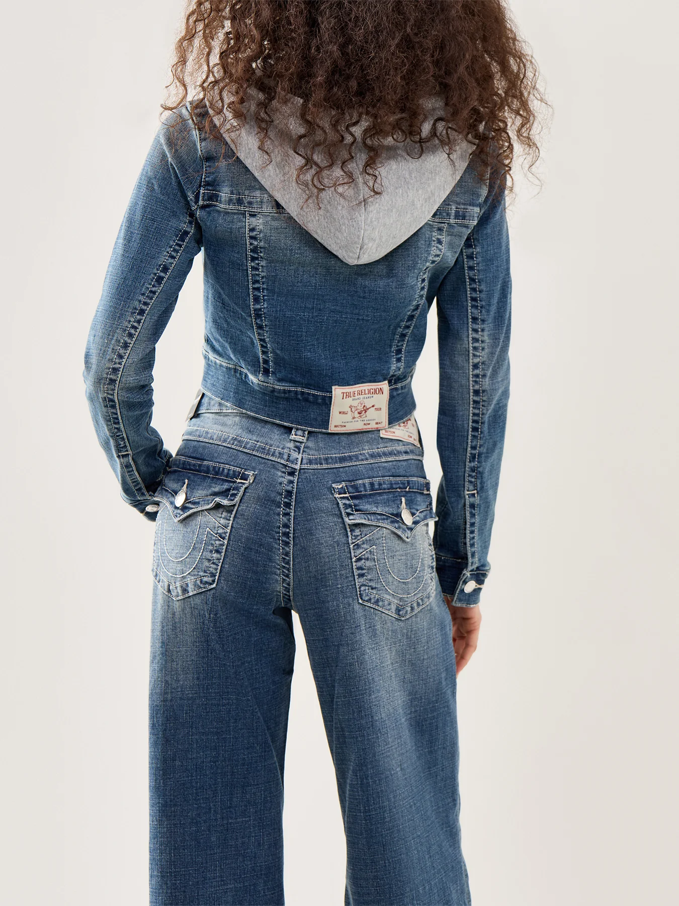 Shrunken Denim Zip Hoodie Jacket Blue - Image 5