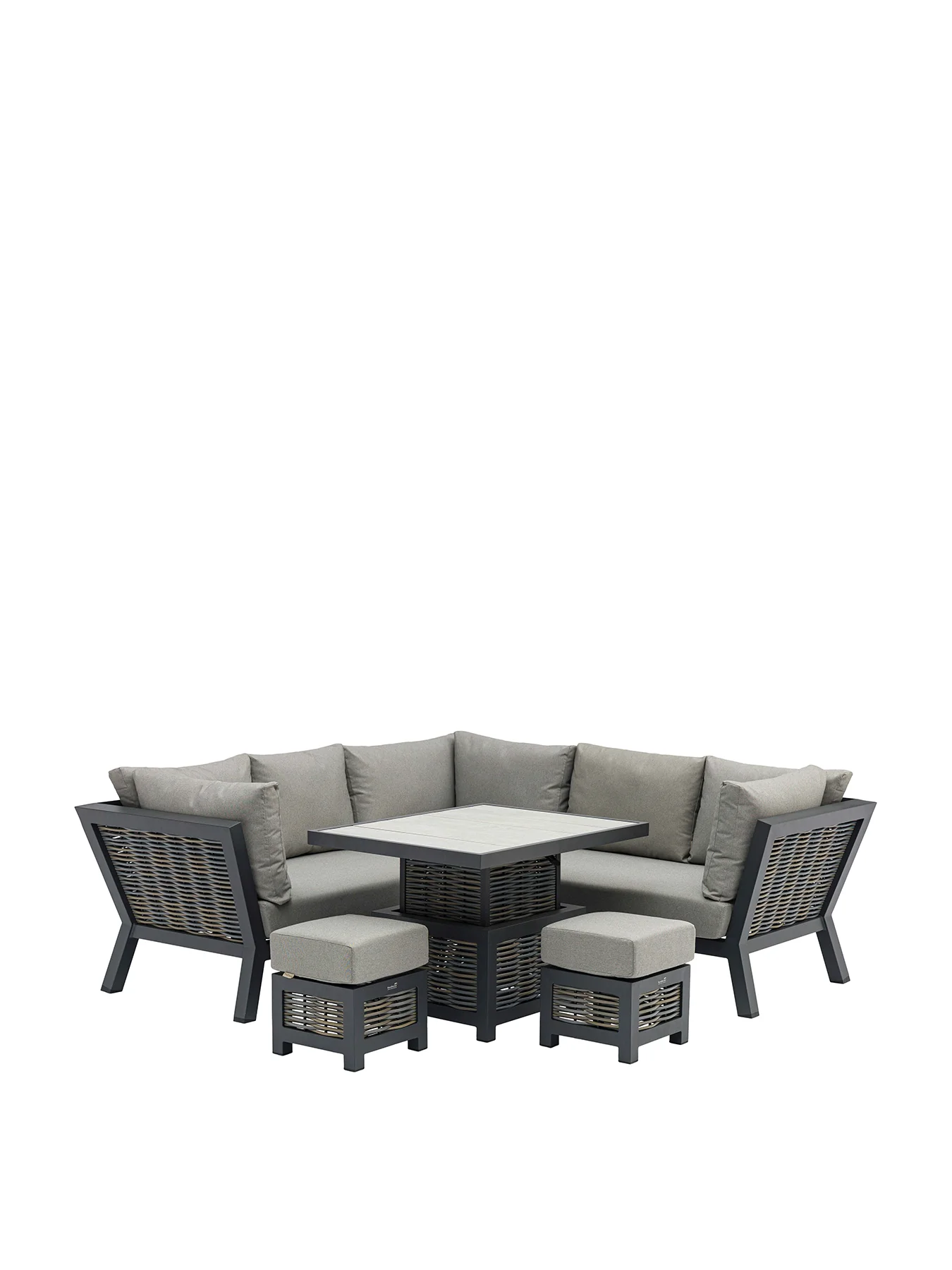 Tuscan 8-Seater Wicker Garden Corner Sofa Set Grey - Image 2
