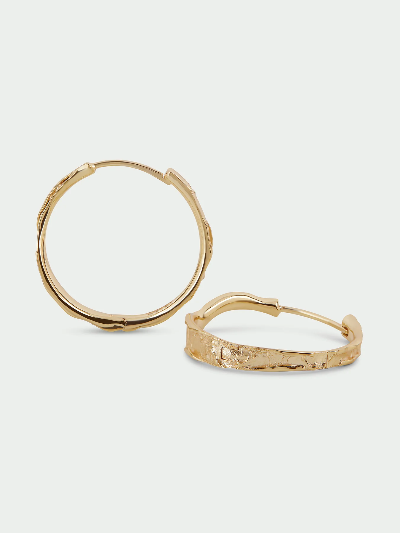 Edge Gold Plated Hoop Earrings - Image 3