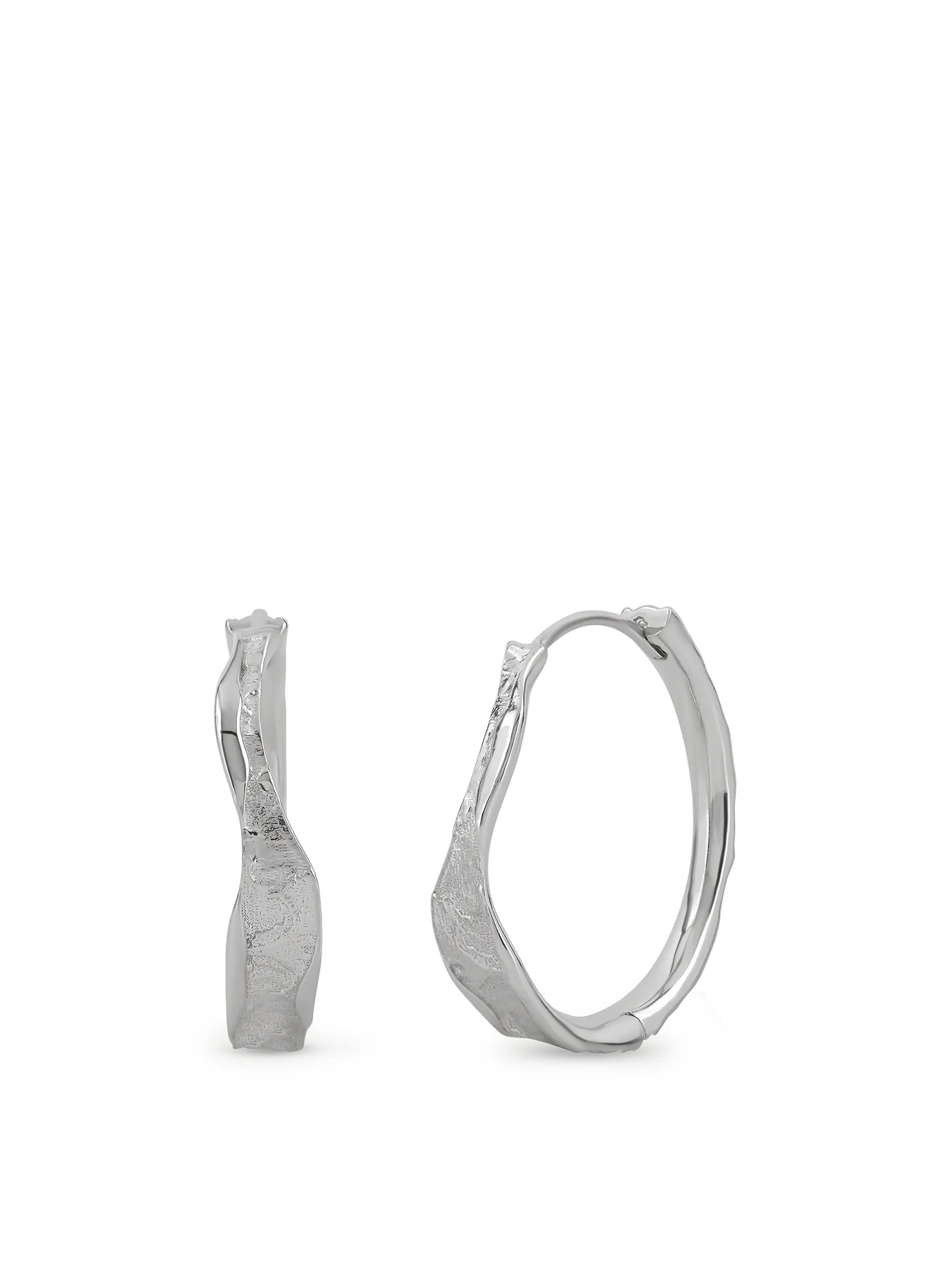 Edge Sterling Silver Plated Hoop Earrings