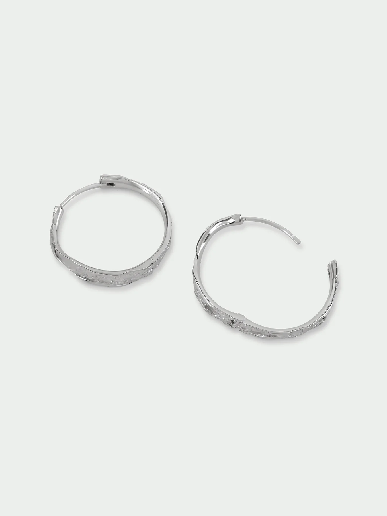 Edge Sterling Silver Plated Hoop Earrings - Image 4