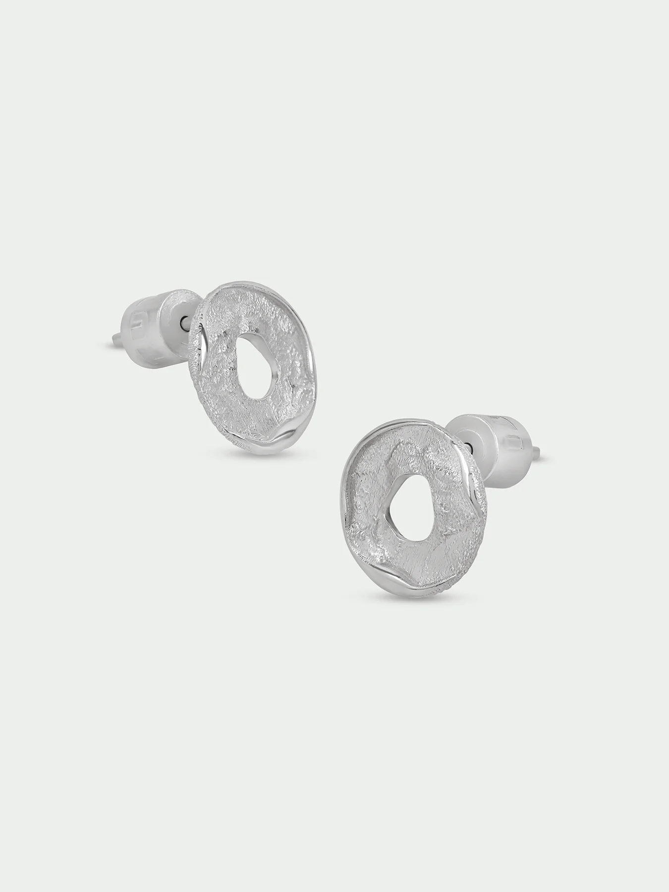 Natural Sterling Silver Plated Stud Earrings - Image 3