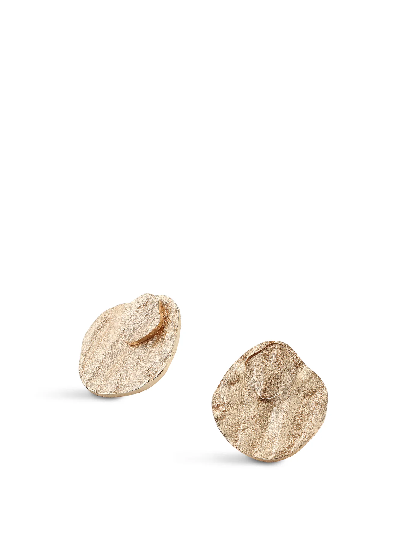 Riva Double Disc Earrings Gold - Image 3