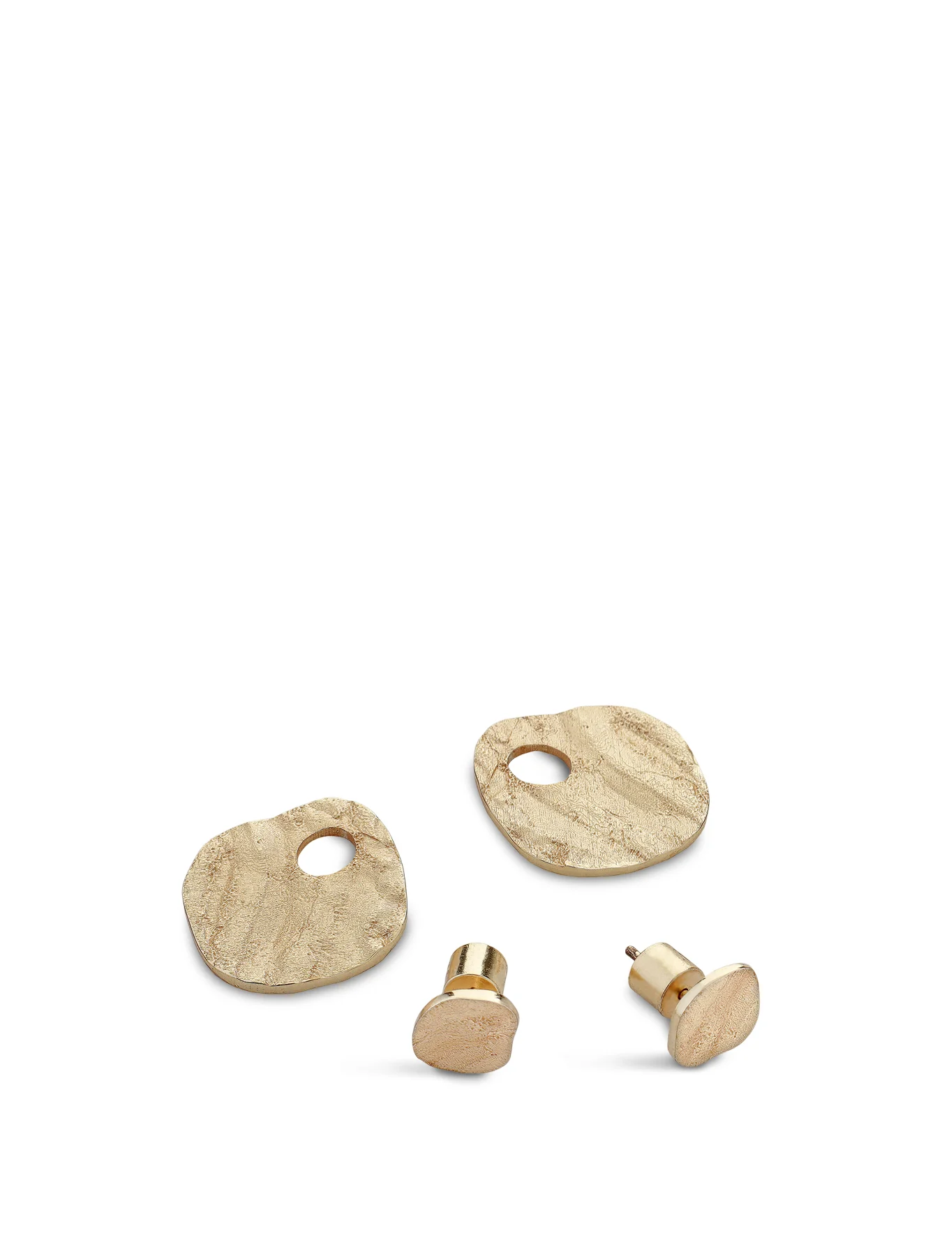 Riva Double Disc Earrings Gold - Image 4
