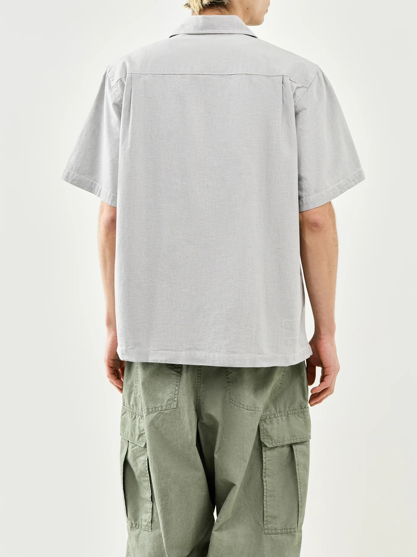 Short Sleeve Fatigue Cotton Shirt Grey - Image 5