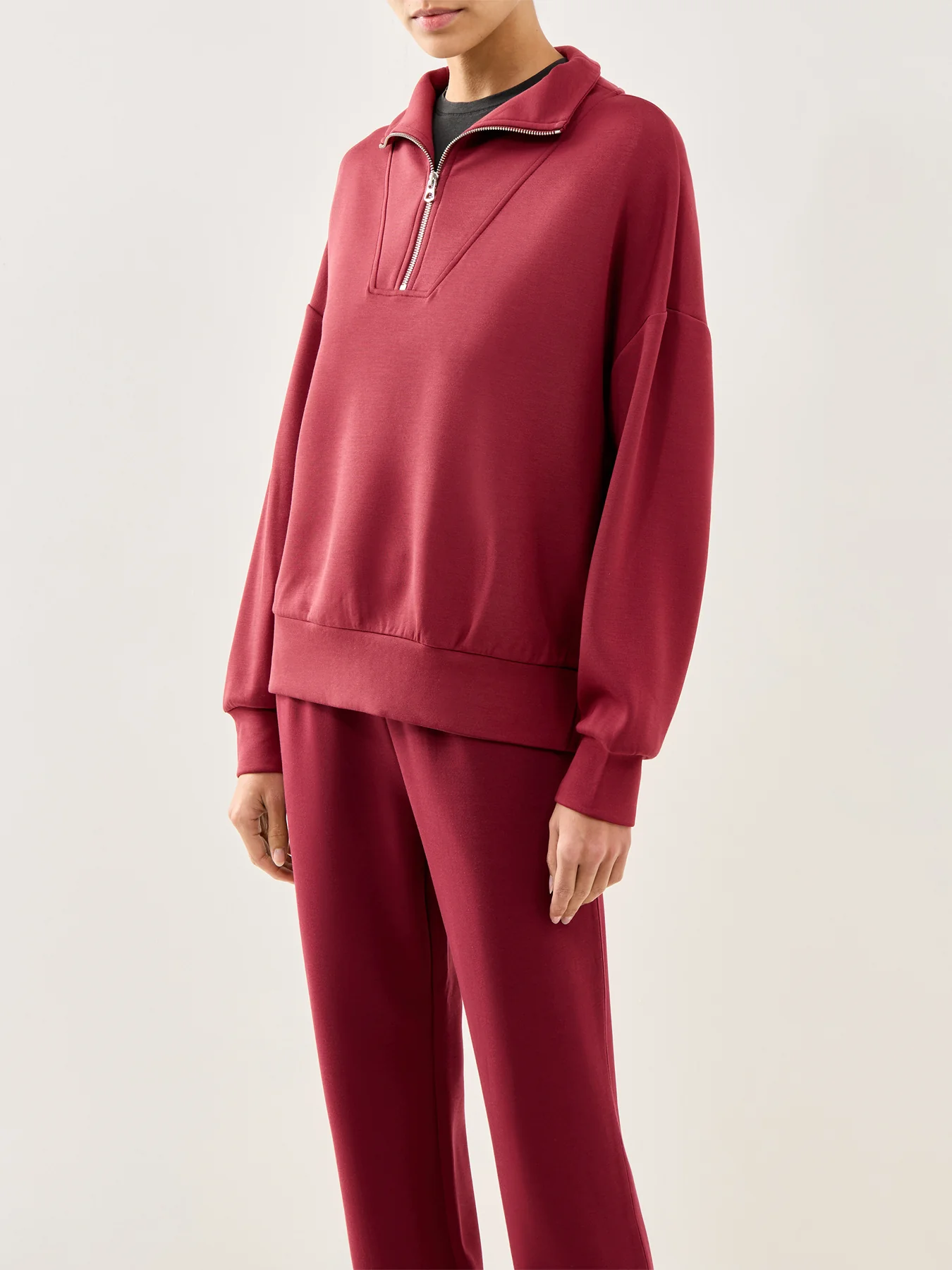 Hawley Half Zip Sweat New Maroon - Image 4