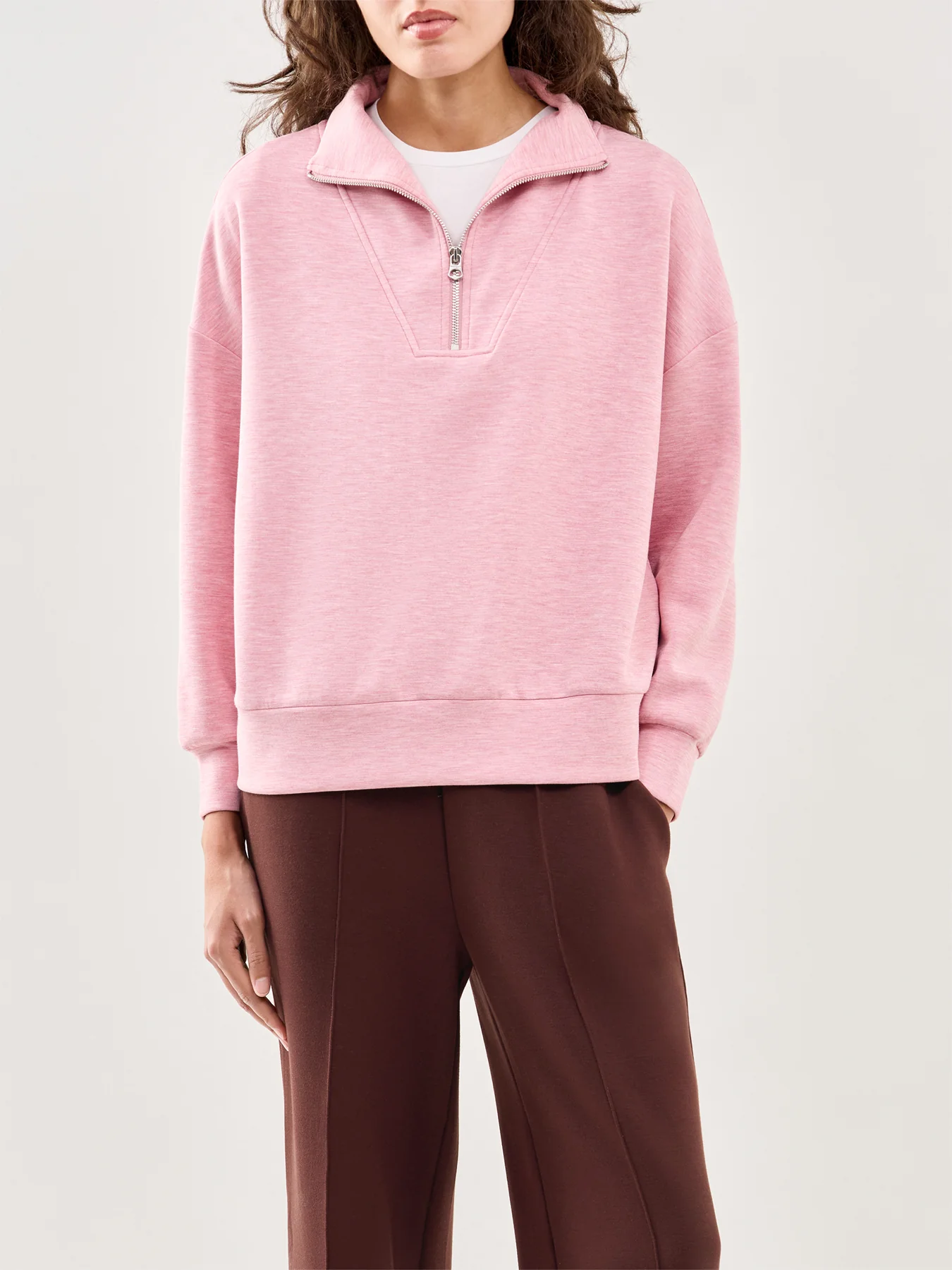 Hawley Half Zip Sweatshirt Pink - Image 4