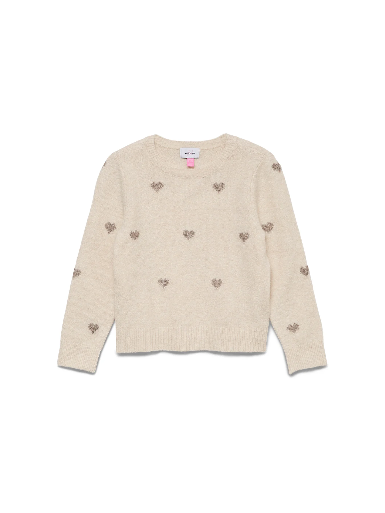Kids’ Doffy Intarsia Long Sleeve Crew Neck Pullover Pink