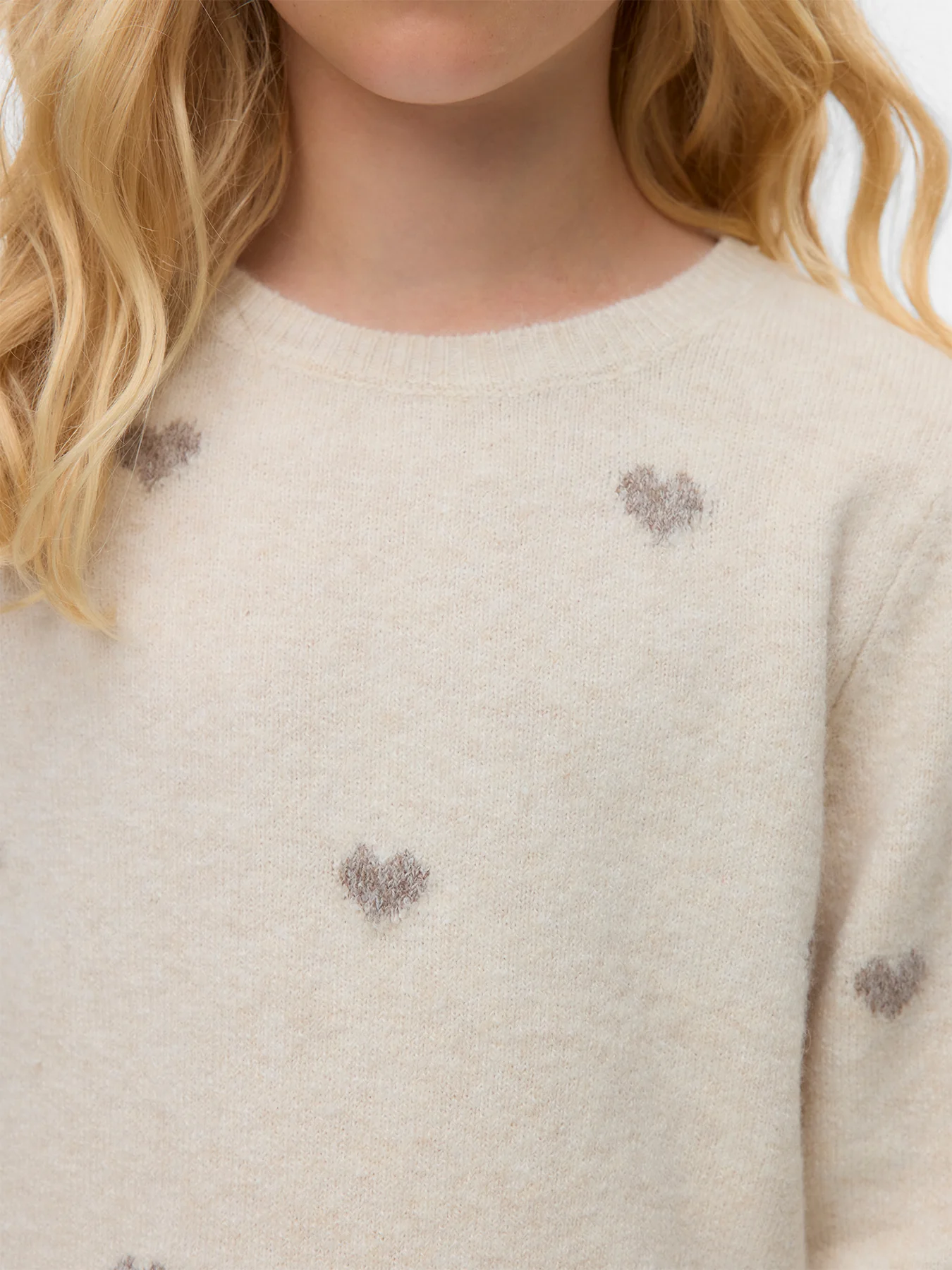 Kids’ Doffy Intarsia Long Sleeve Crew Neck Pullover Pink - Image 2