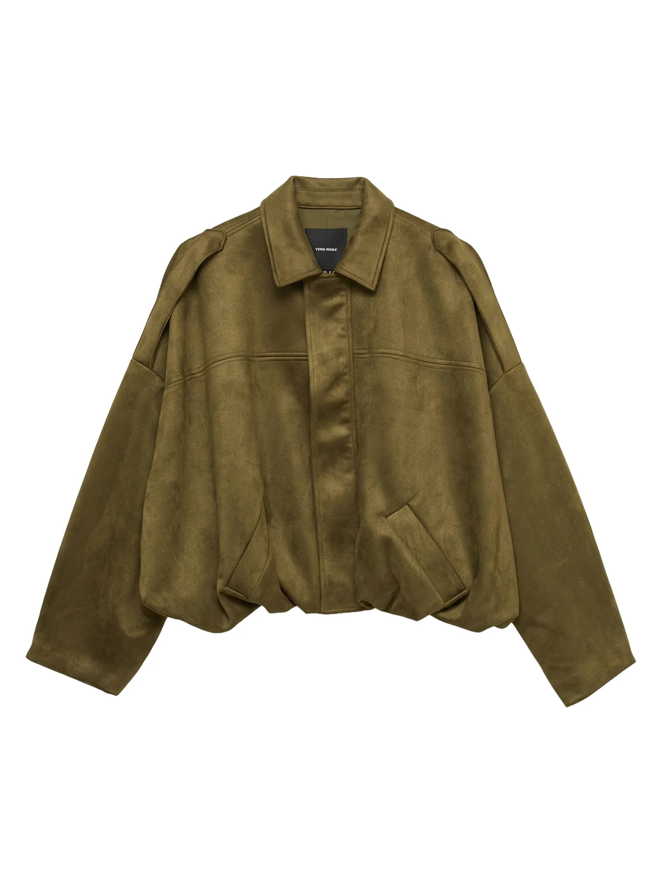 Faux Suede Bomber Jacket Olive