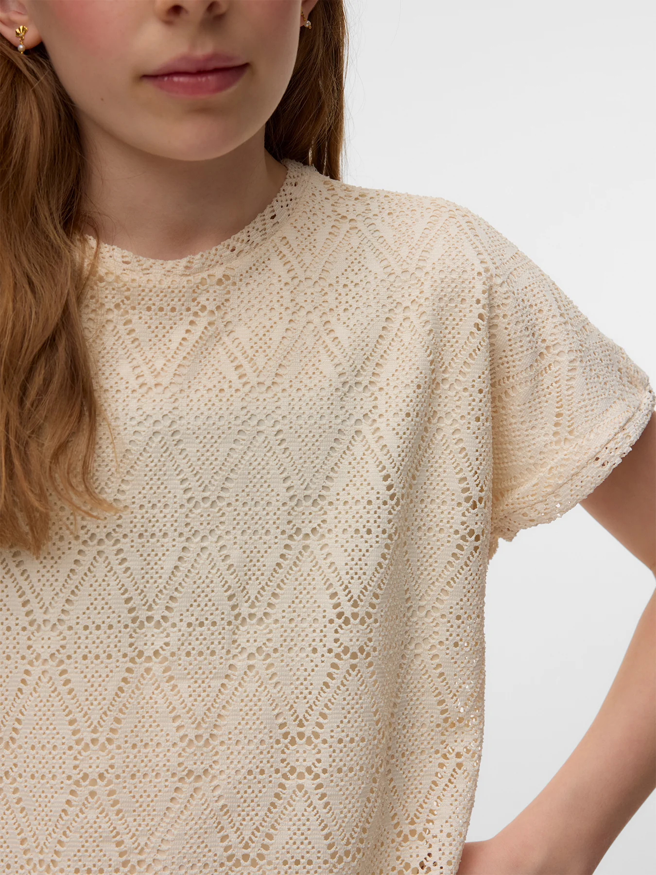 Kids’ Maya Ava Short Sleeve Top Cream - Image 2