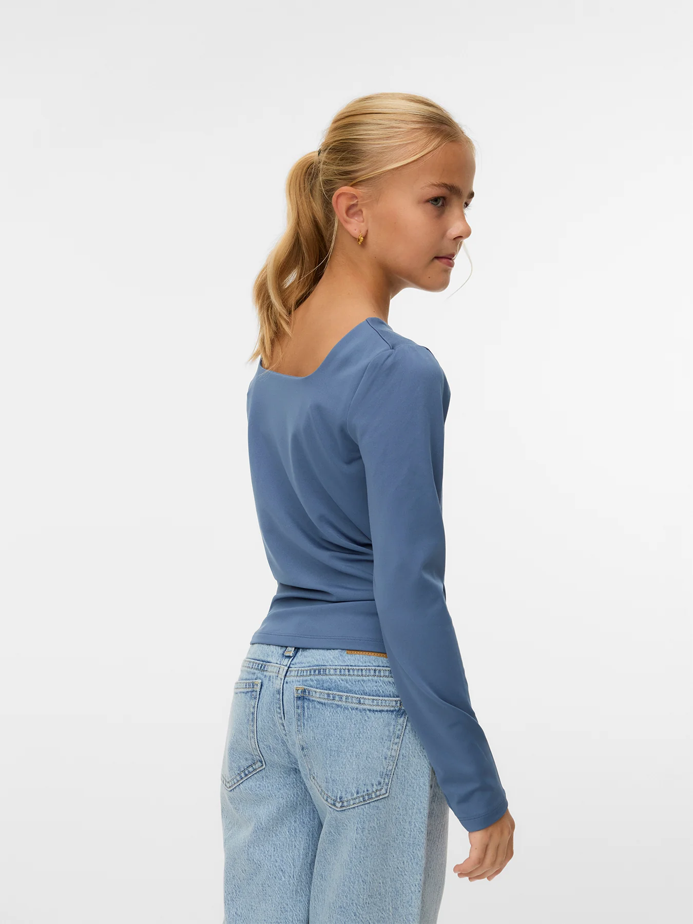 Kids’ Million Long Sleeve Square Neck Top Blue - Image 3