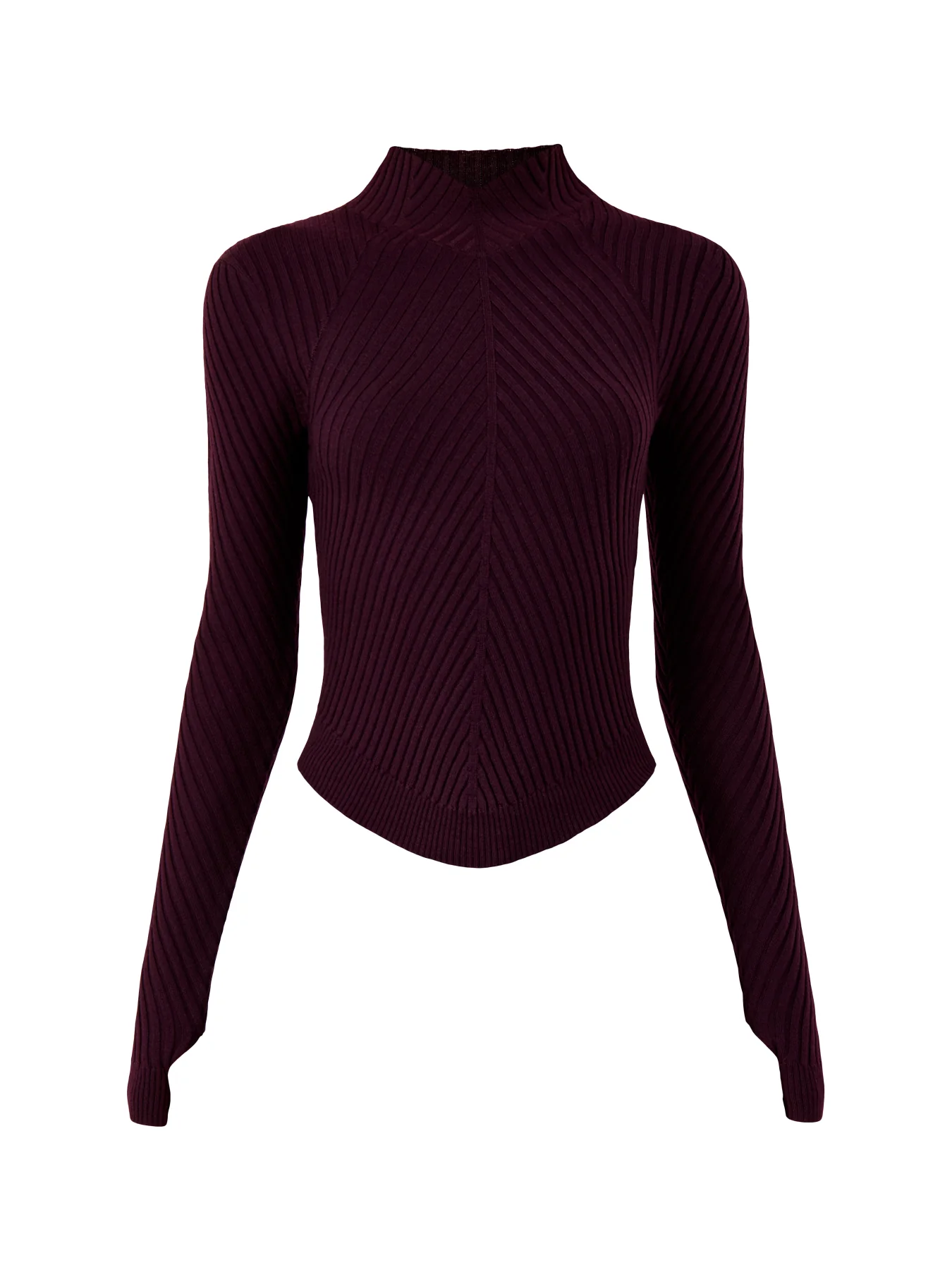 Ribbed Long Sleeve Polo Merlot