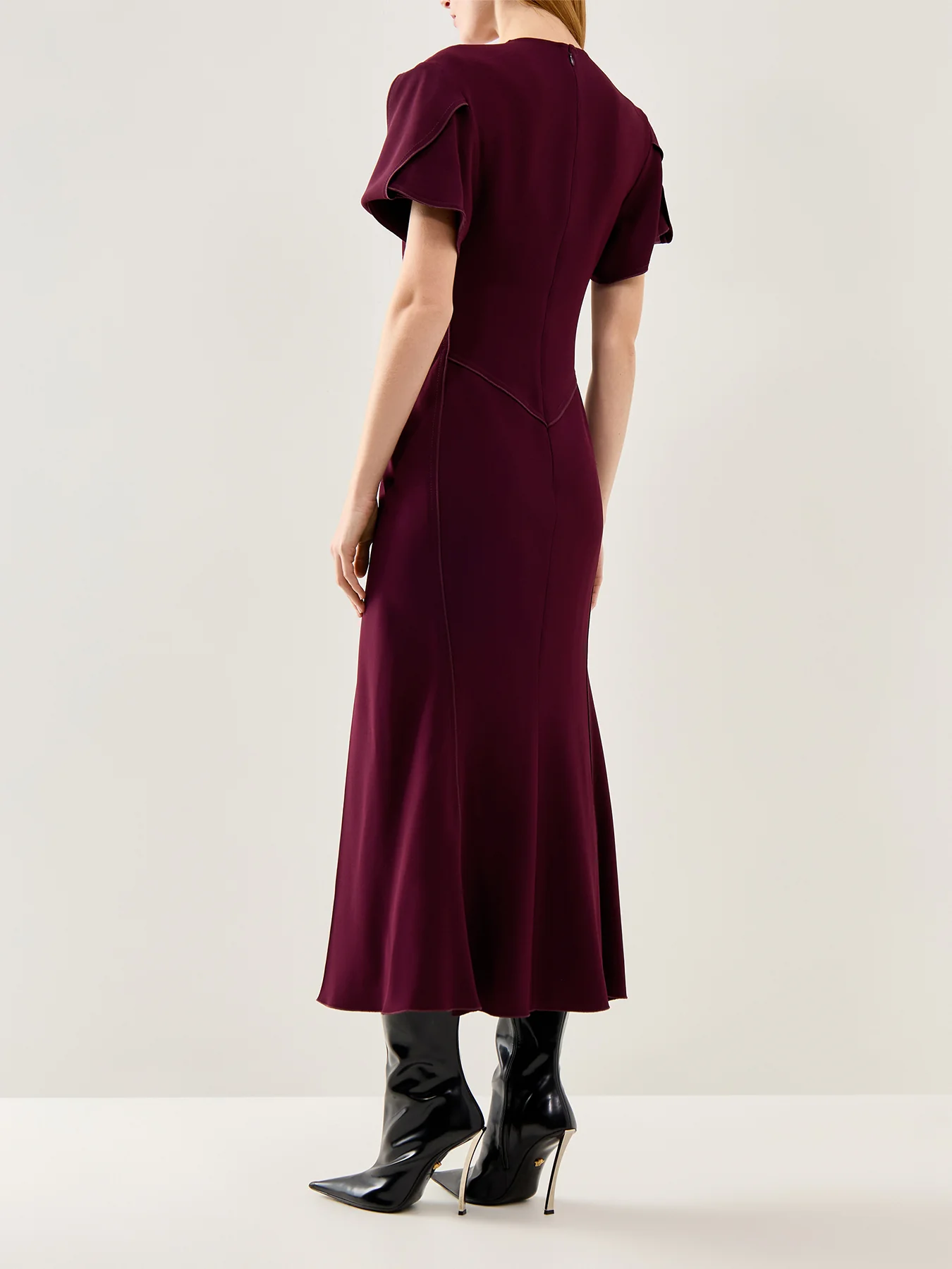 V-Neck Bella Midi Dress Merlot - Image 5