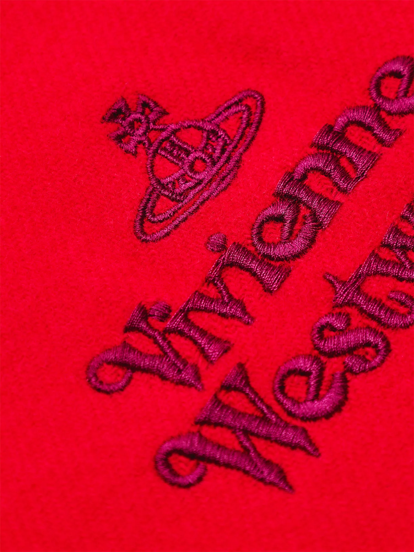 Embroidered Logo Scarf in Red Wool - Image 3