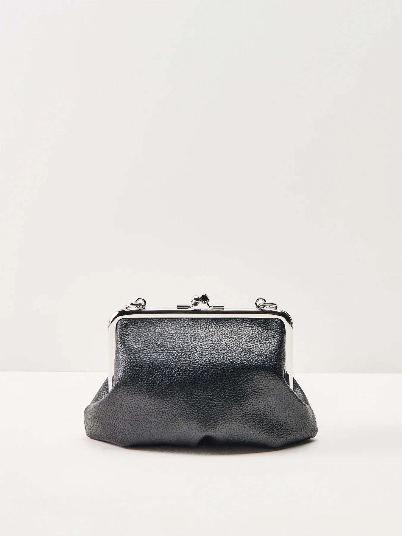 Granny Frame Vegan Leather Top Handle Bag Black - Image 3