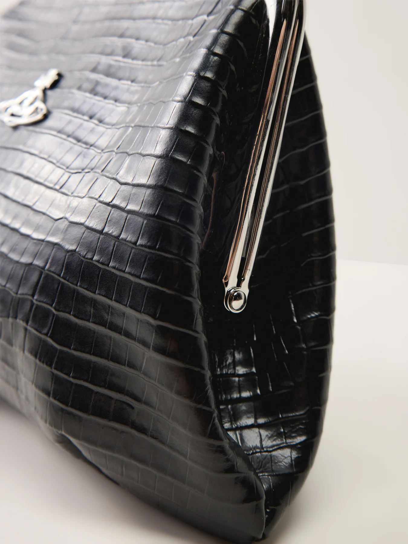 Granny Purse Mini Croc Embossed Black - Image 5