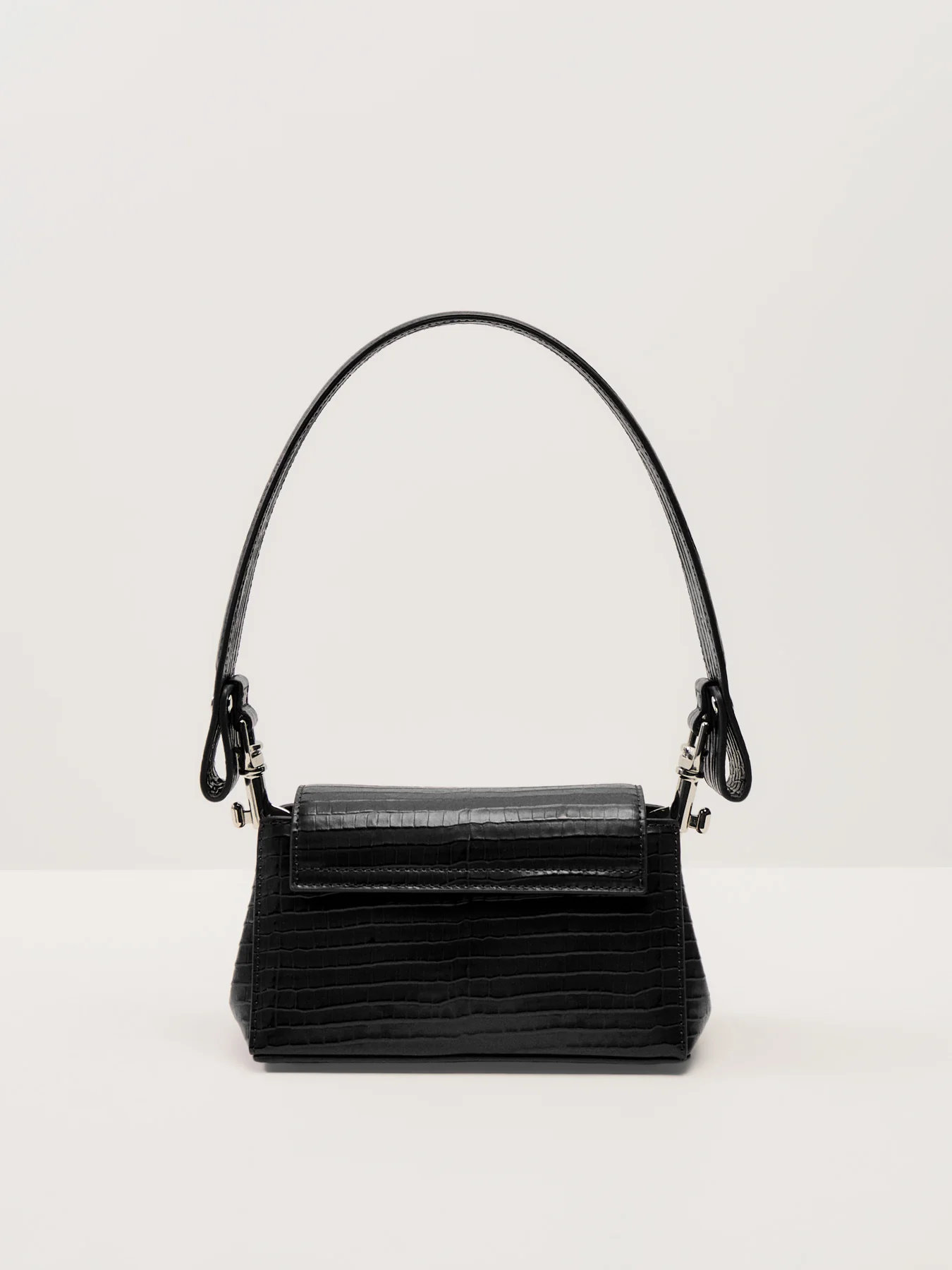Hazel Mini Croc Embossed Medium Handbag Black - Image 3