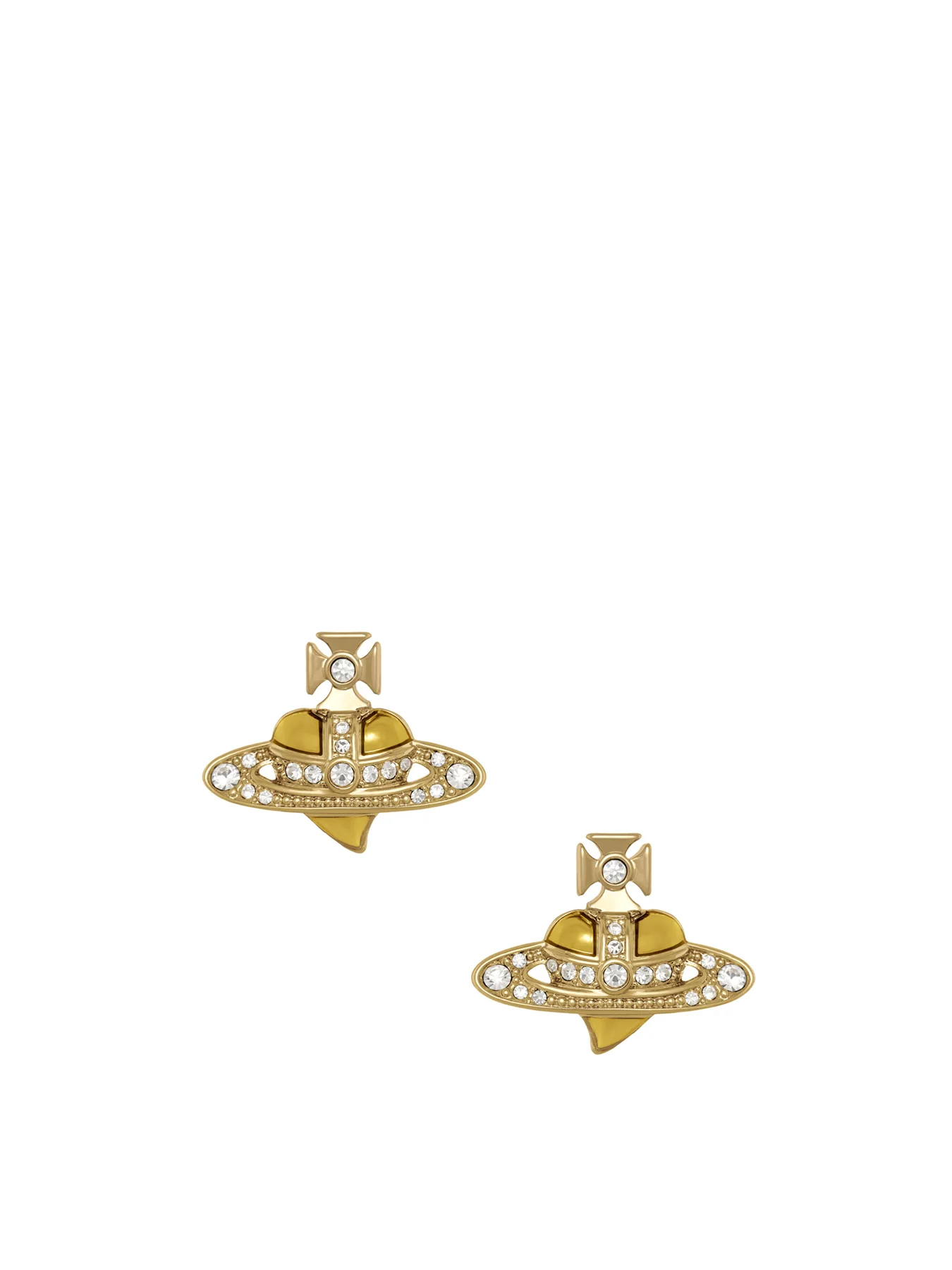 Crystal Heart Earrings Gold - Image 3
