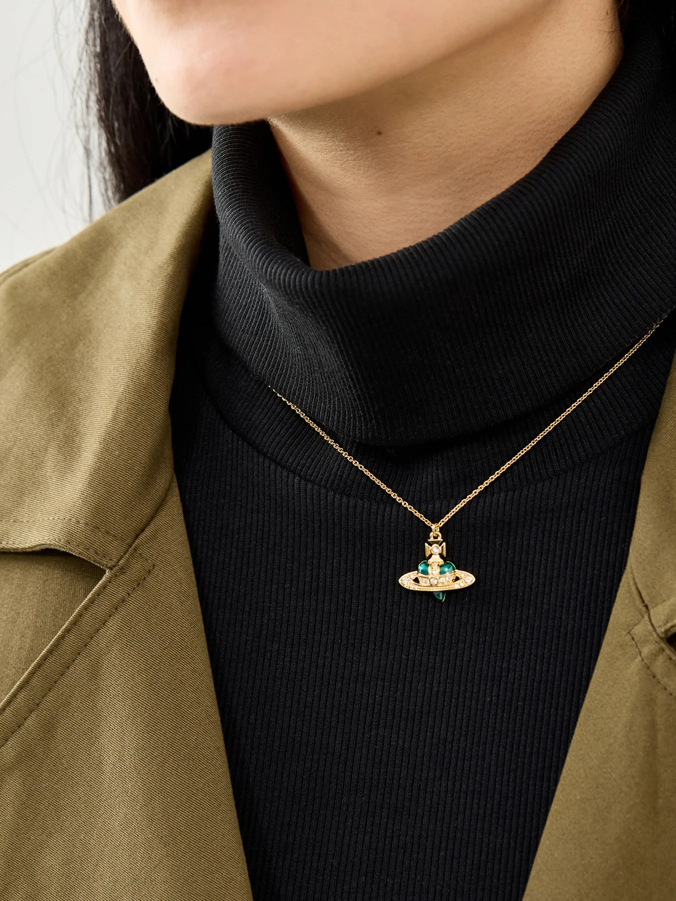 Crystal Heart Pendant Necklace Gold - Image 2