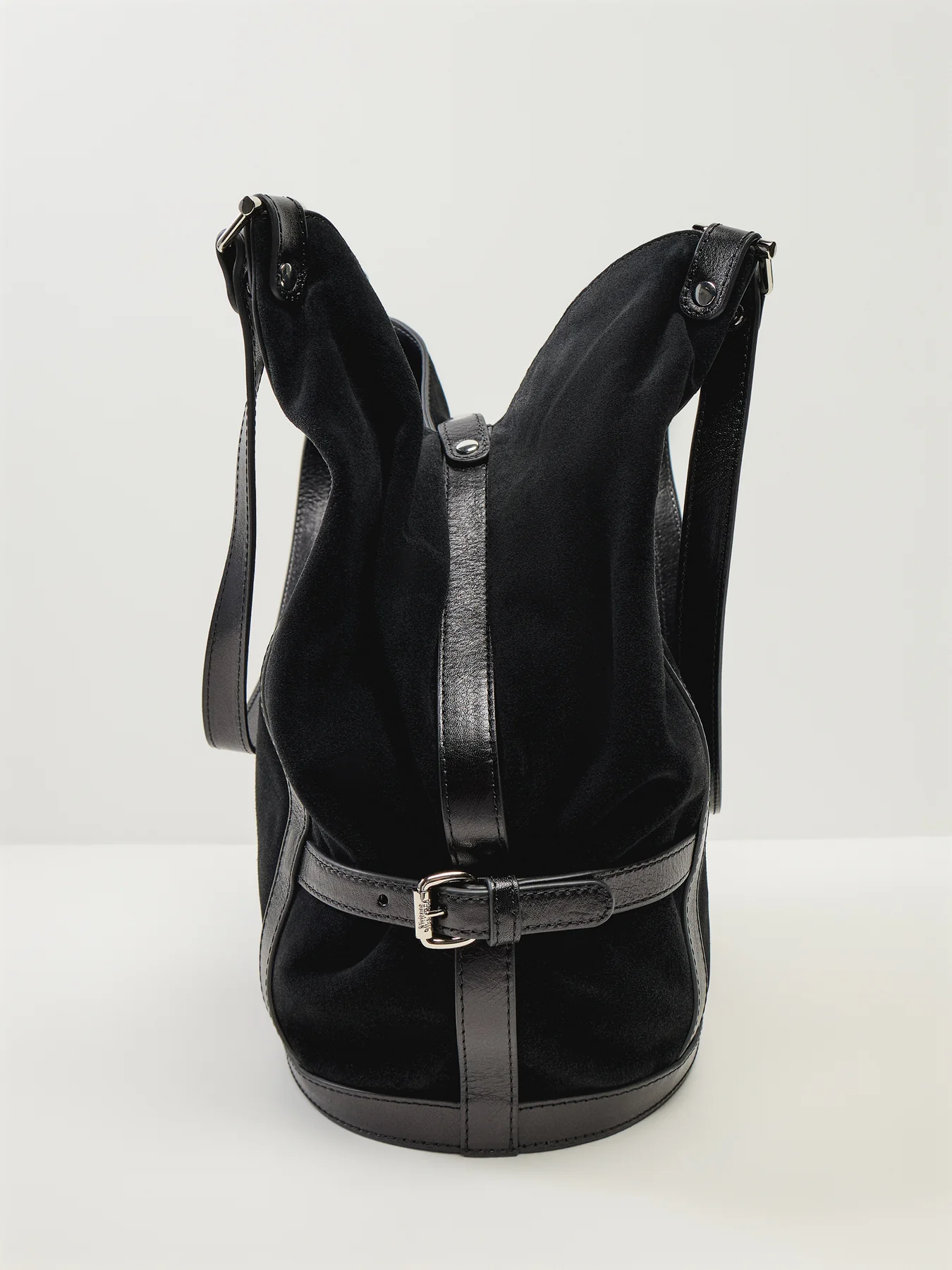 Olive Suede Large Shoulder Bag Black - Image 5