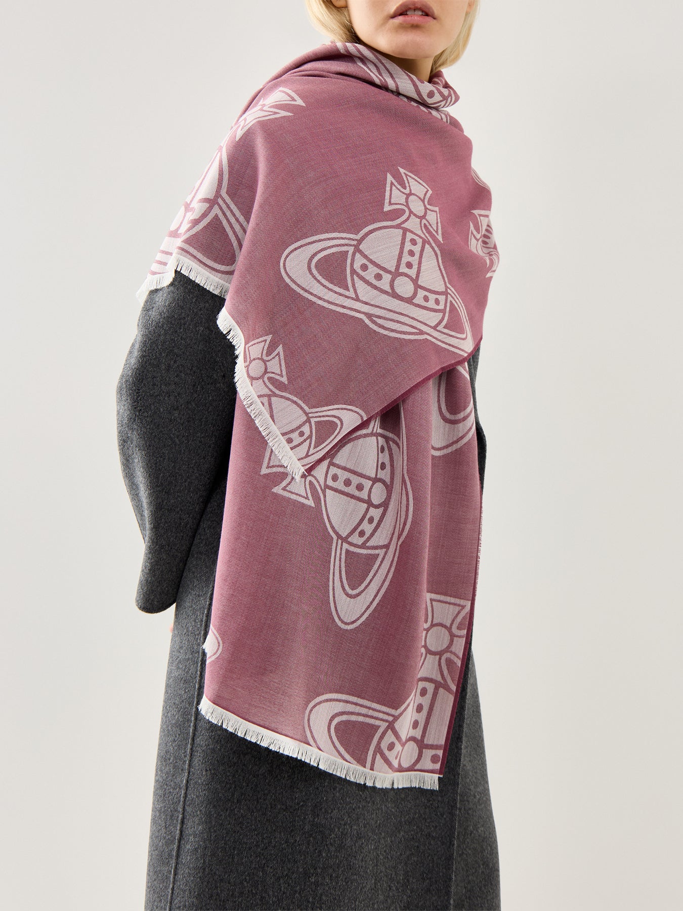Orb Silk & Wool Mix Stole in Oxblood - Image 2