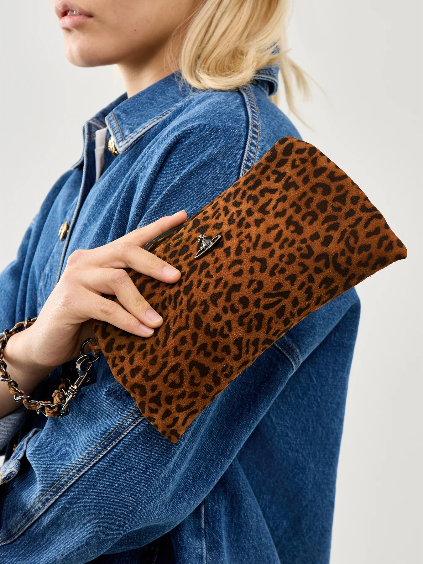 Sadie Wristlet Pouch Leather Leopard - Image 2