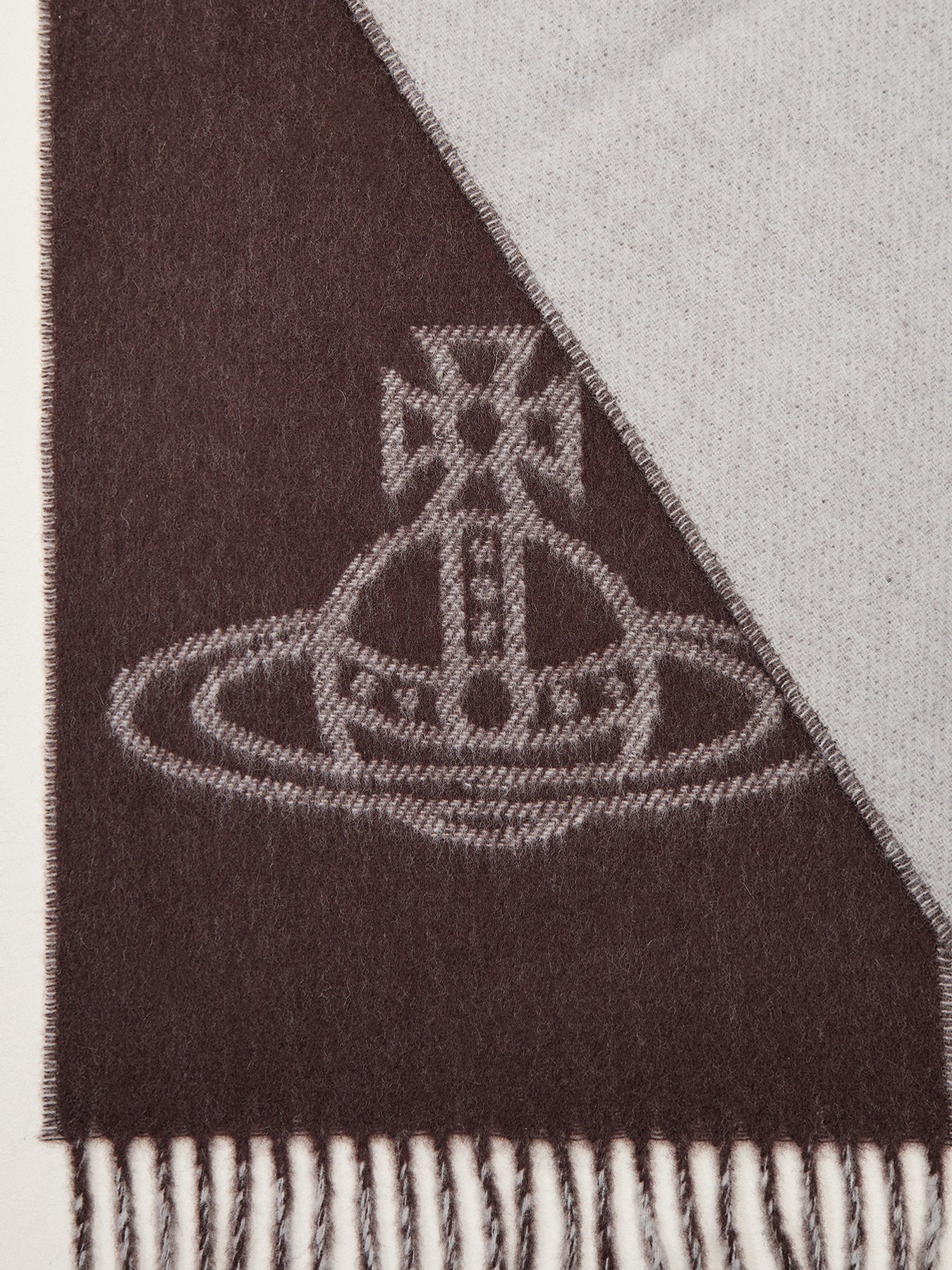 Single Orb Wool Double Faced Scarf Brown - Image 3
