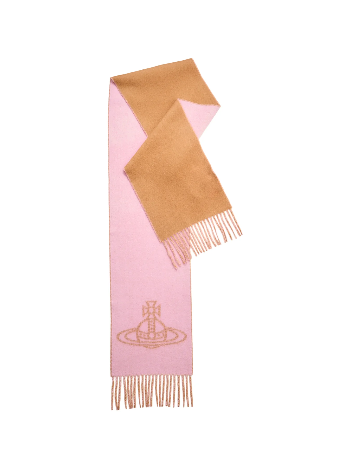 Single Orb Wool Double Faced Scarf Cotton Pink