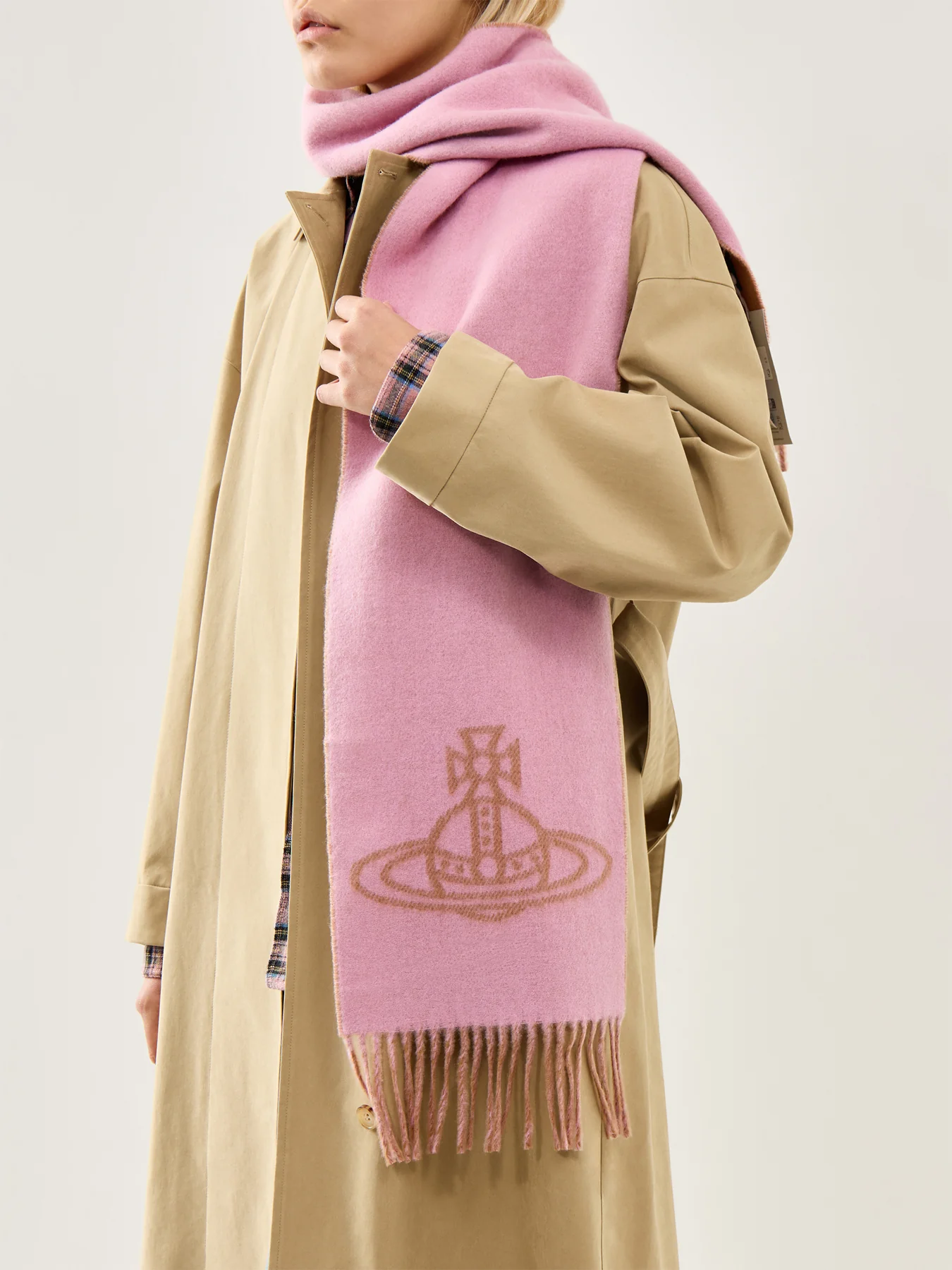 Single Orb Wool Double Faced Scarf Cotton Pink - Image 2
