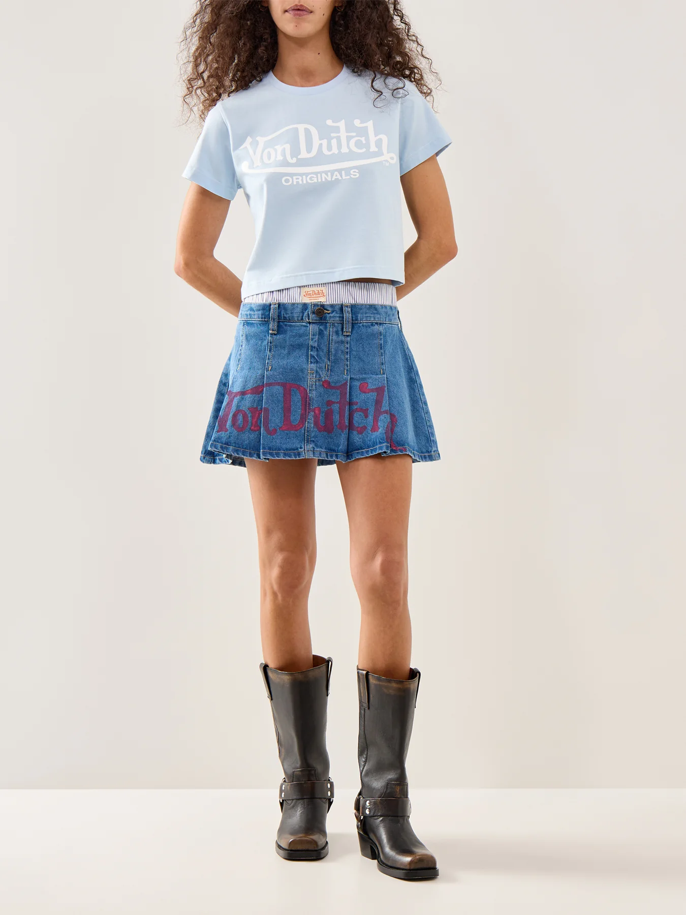 Patchwork Logo Mini Skirt Blue - Image 2