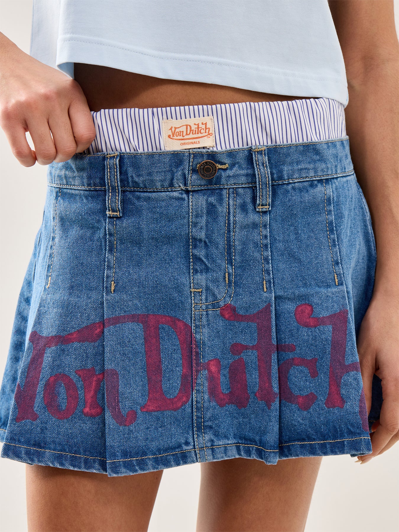 Patchwork Logo Mini Skirt Blue - Image 3