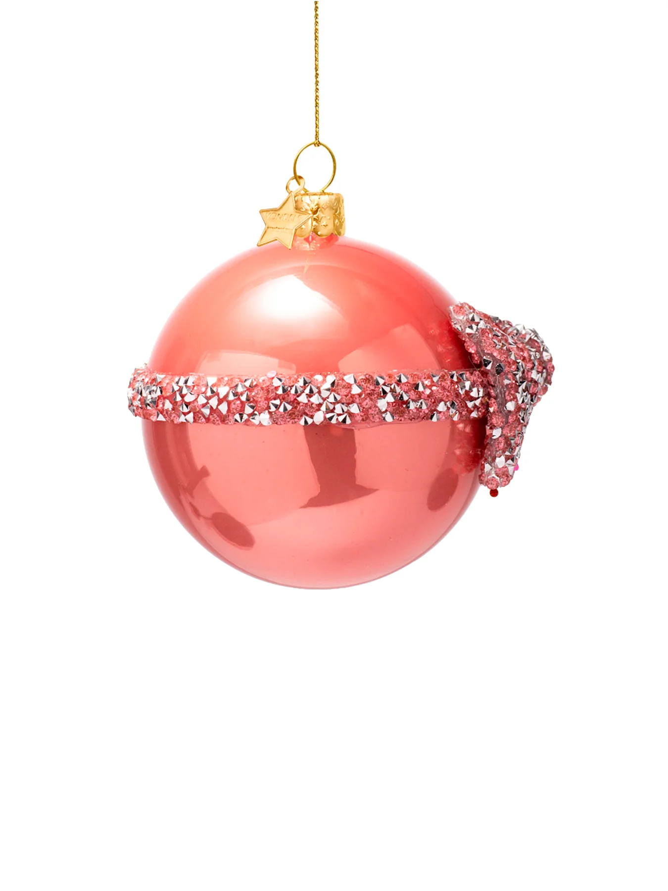 Diamond Bow Pink Orange Diamond Bow Christmas Hanging Decoration - Image 3