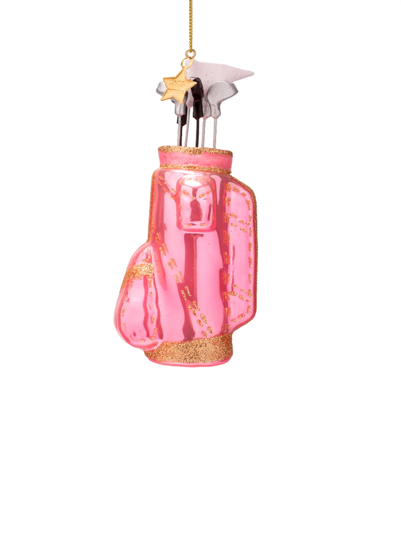 Pink Golf Bag Glass Christmas Hanging Decoration - Image 2
