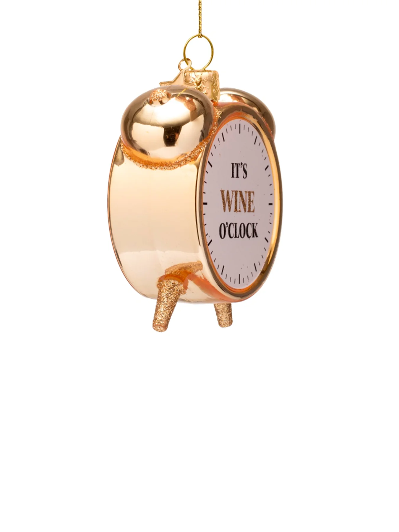 Shiny Gold Wine O'Clock Alarm Glass Christmas Hanging Decoration - Image 3