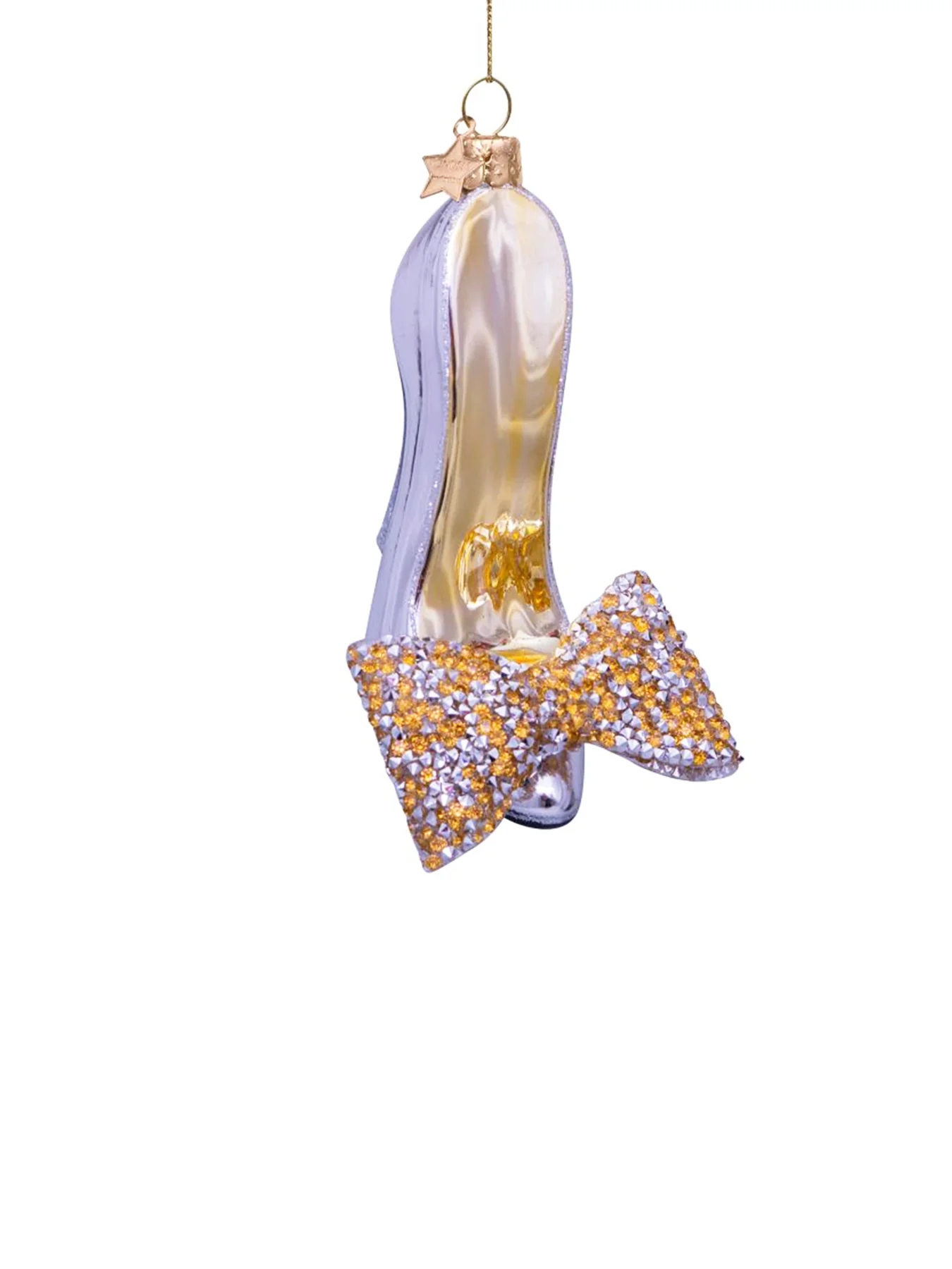Silver High Heel Bow Glass Christmas Hanging Decoration - Image 2