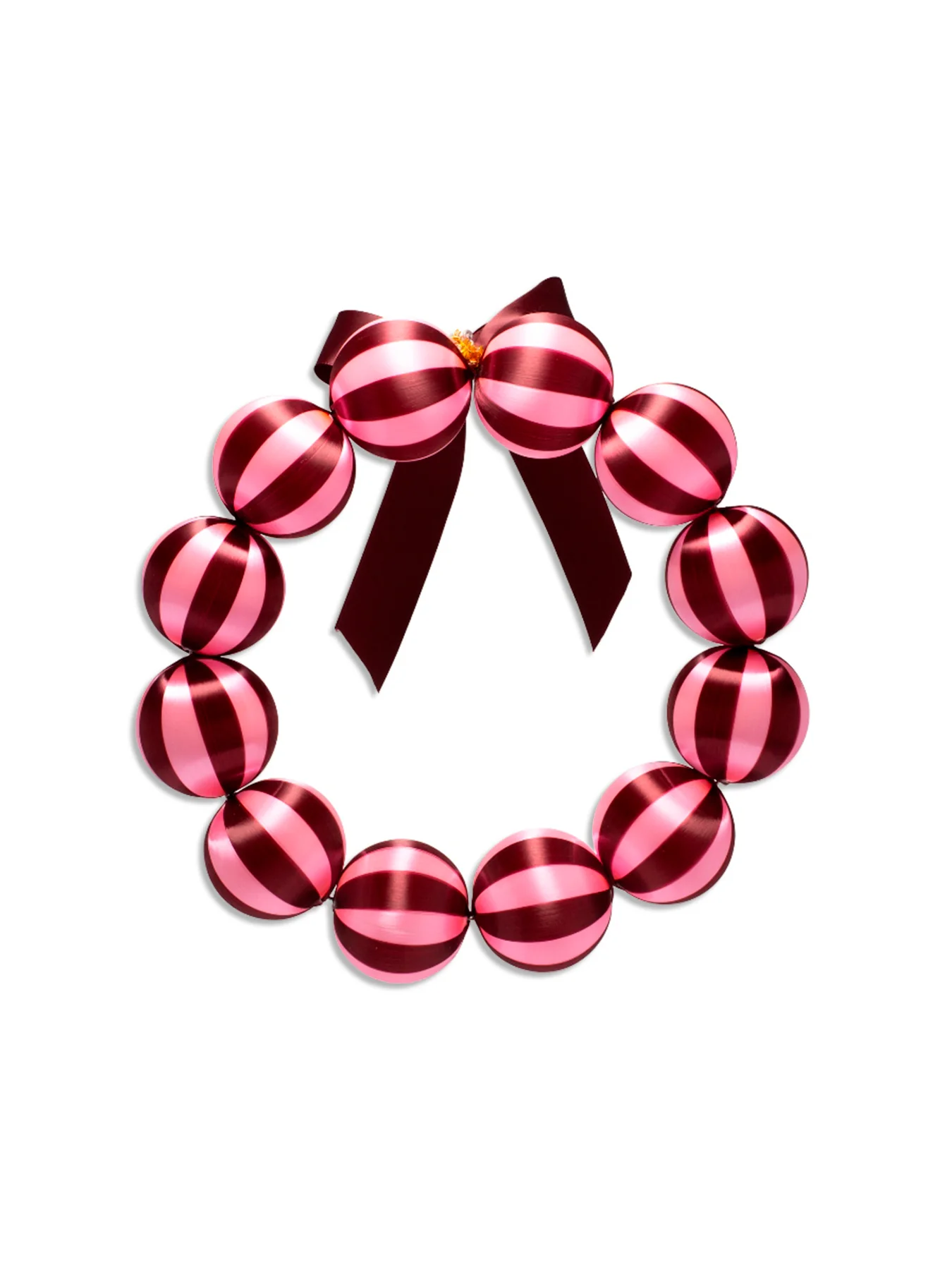 Burgundy Pink Bauble Christmas Wreath 35.5cm - Image 2