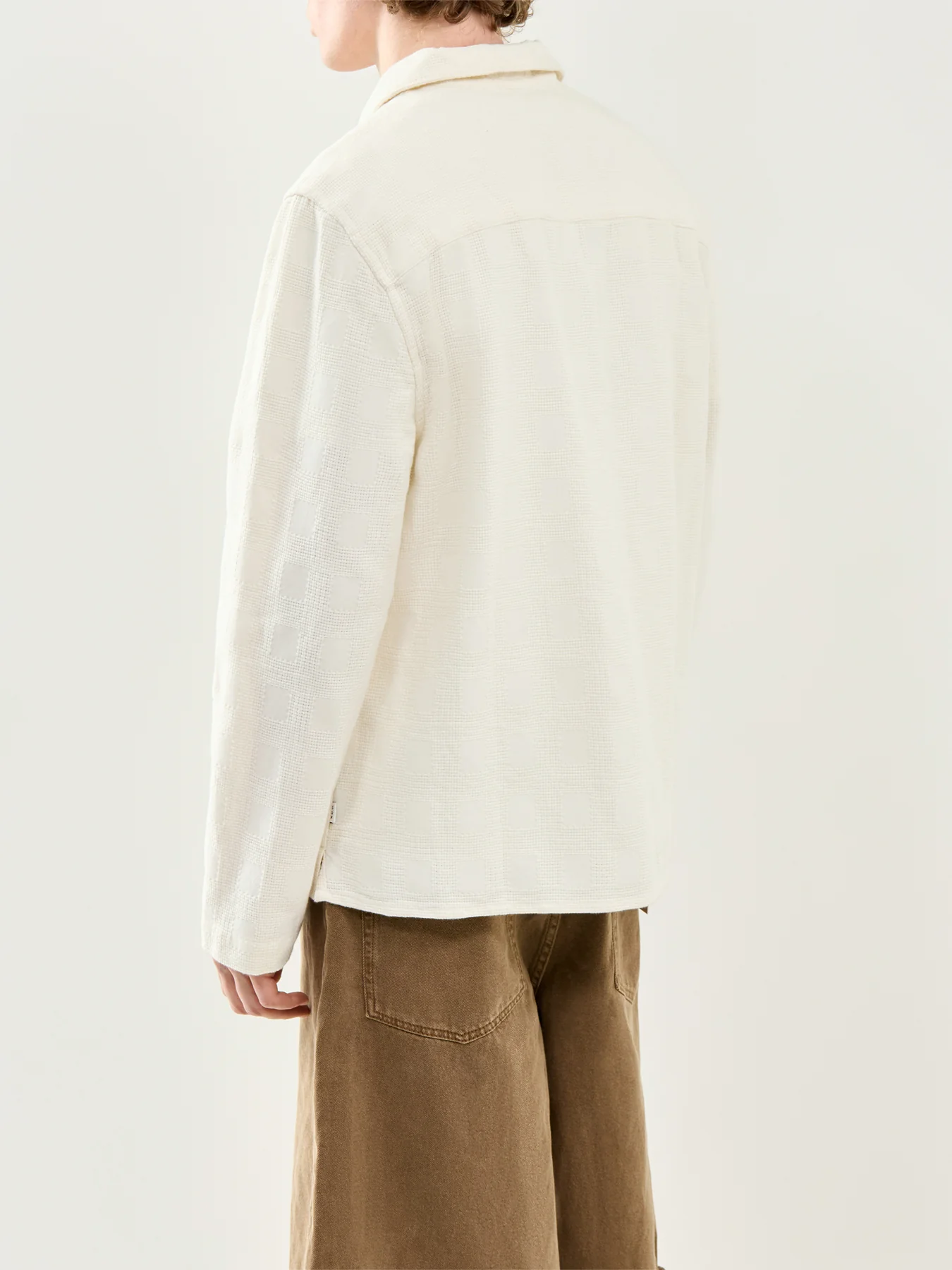 Dobby Check Long Sleeve Shirt White - Image 5
