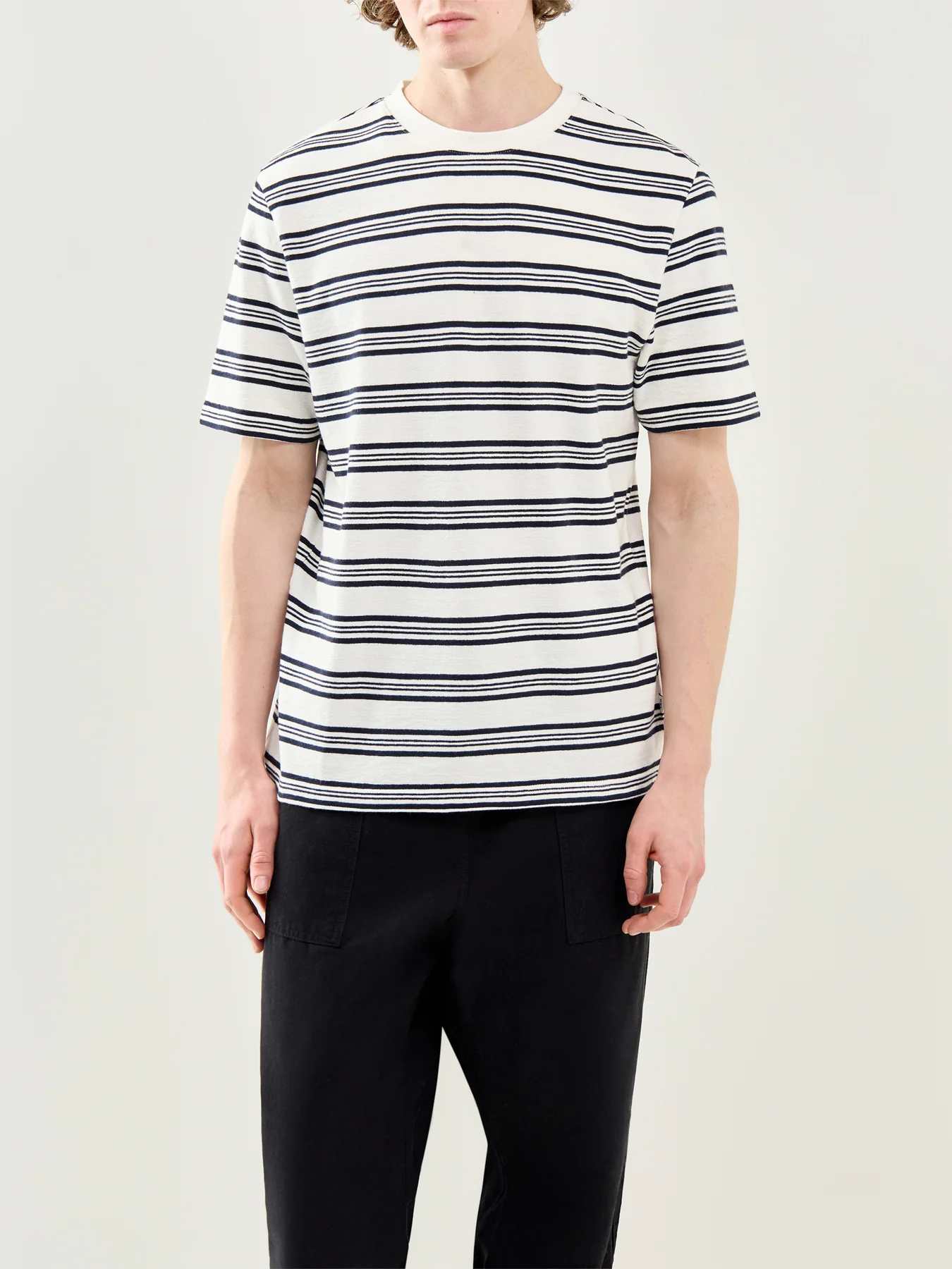 Textured Stripe Organic Cotton T-Shirt Multi - Image 4