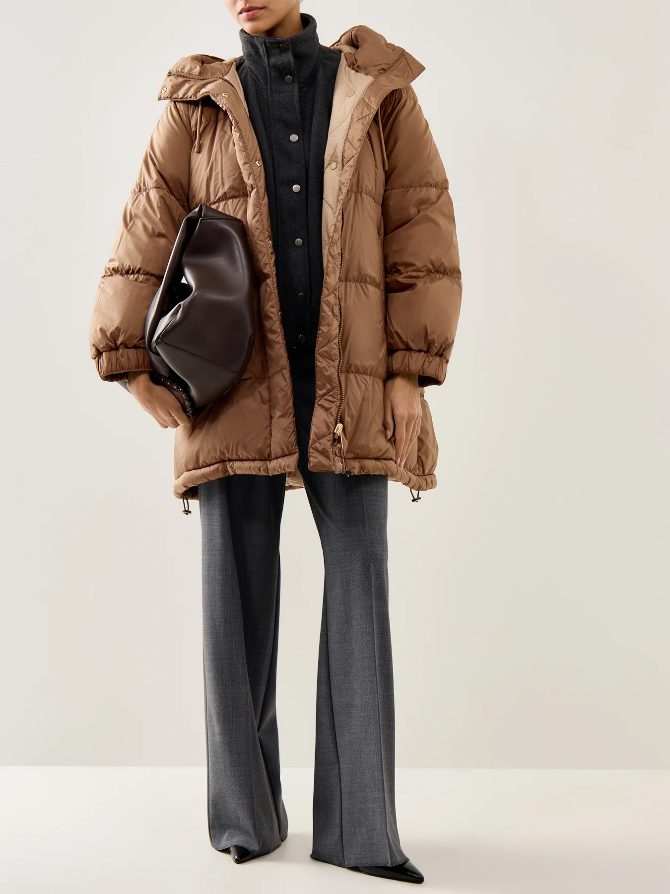 Anfora Reversible Puffer Coat Hazelnut Brown - Image 2