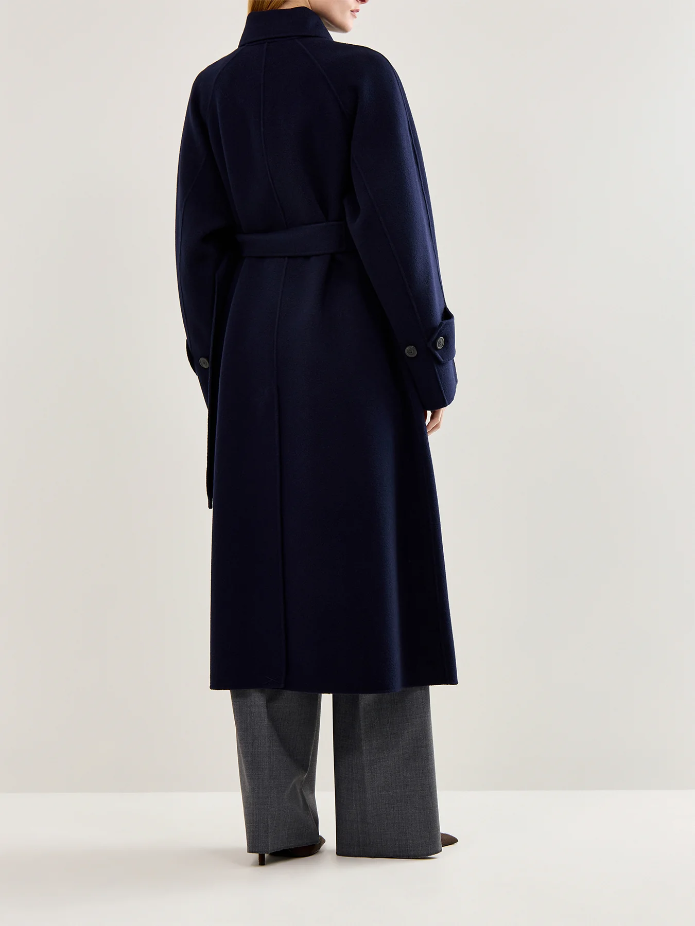 Cadine Long Wool Coat Navy - Image 5