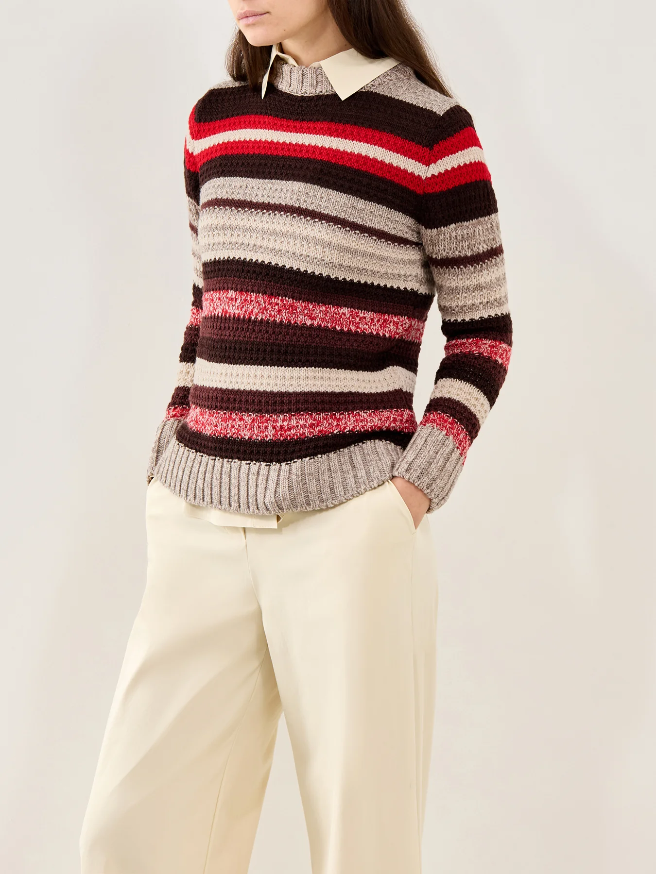 Ilde Stripe Crew Neck Knit Red - Image 4