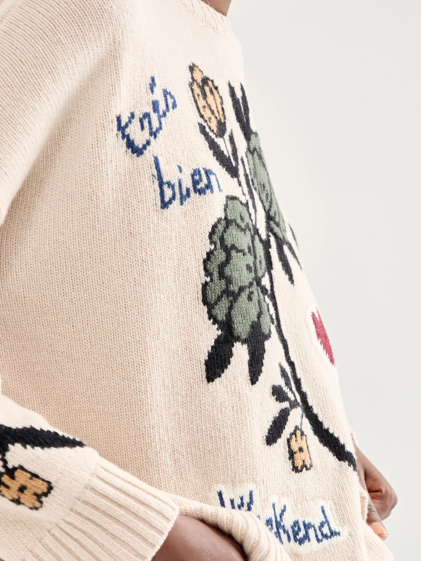 Pavidi Crew Neck Graphic Knitwear Ecru - Image 3