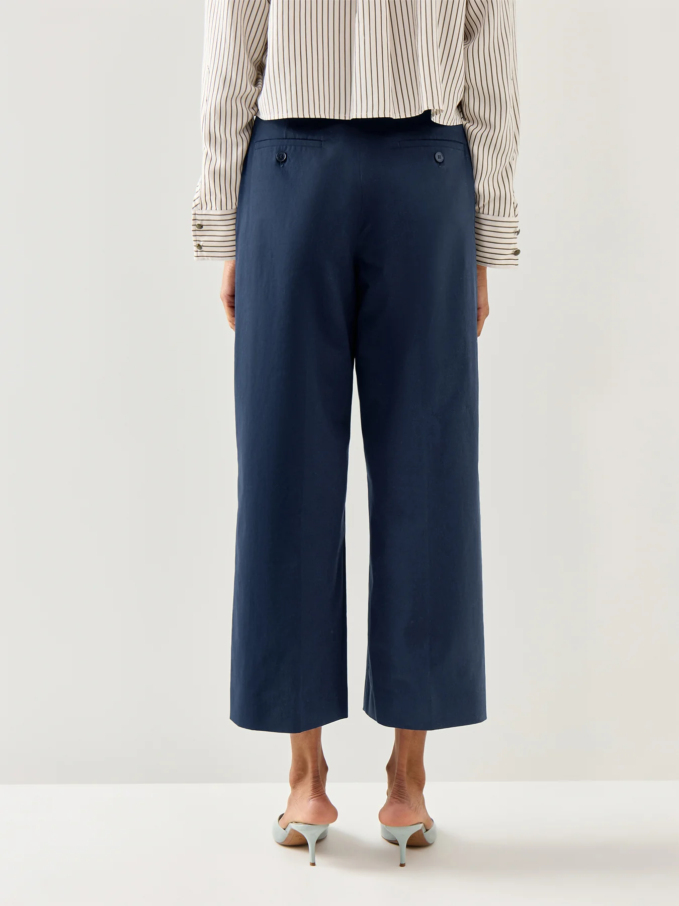 Urial Tailored Wide Leg Cropped Trouser Blue - Image 5