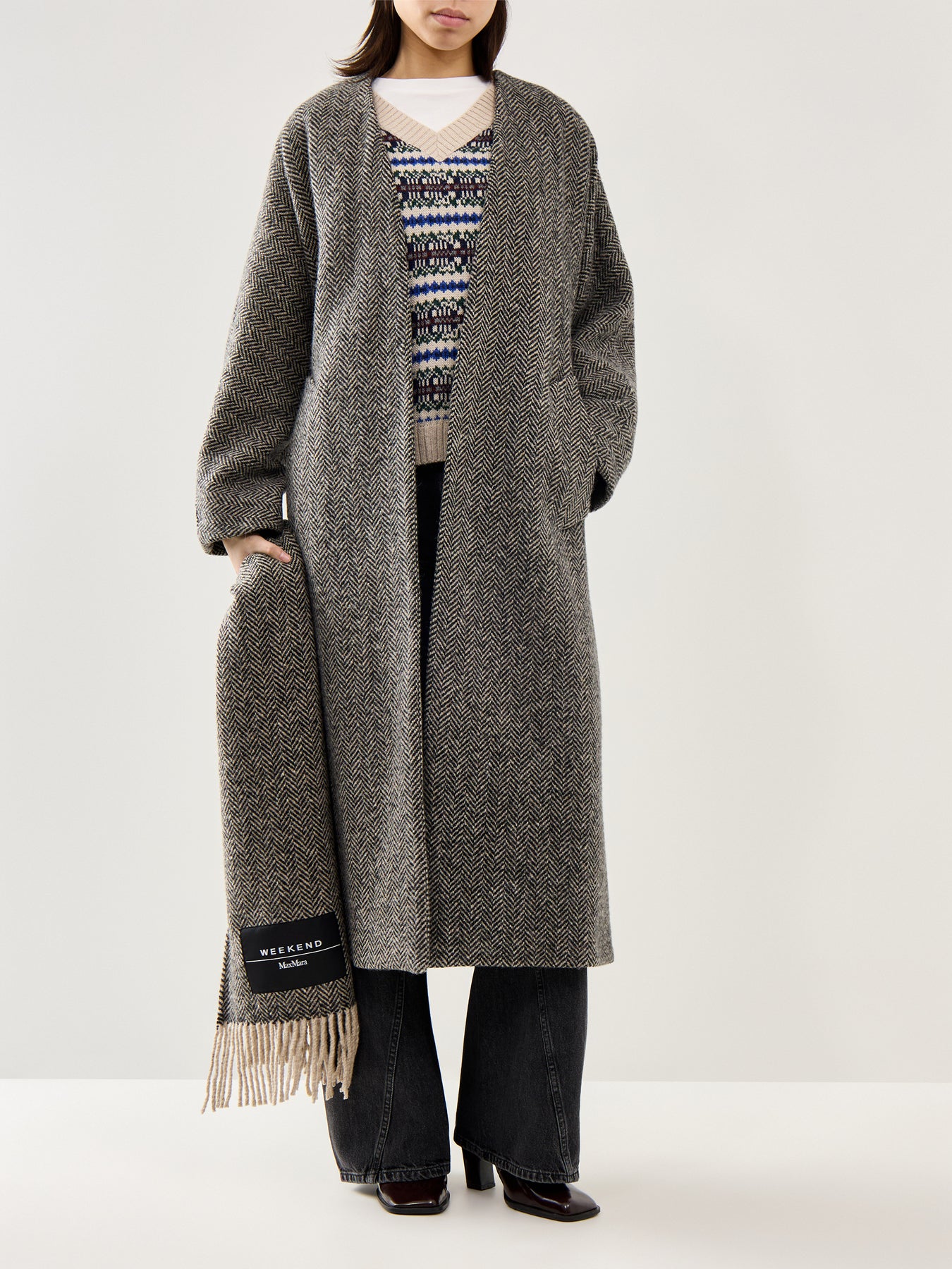 Zenica Coat With Matching Scarf Accessory Black - Image 4