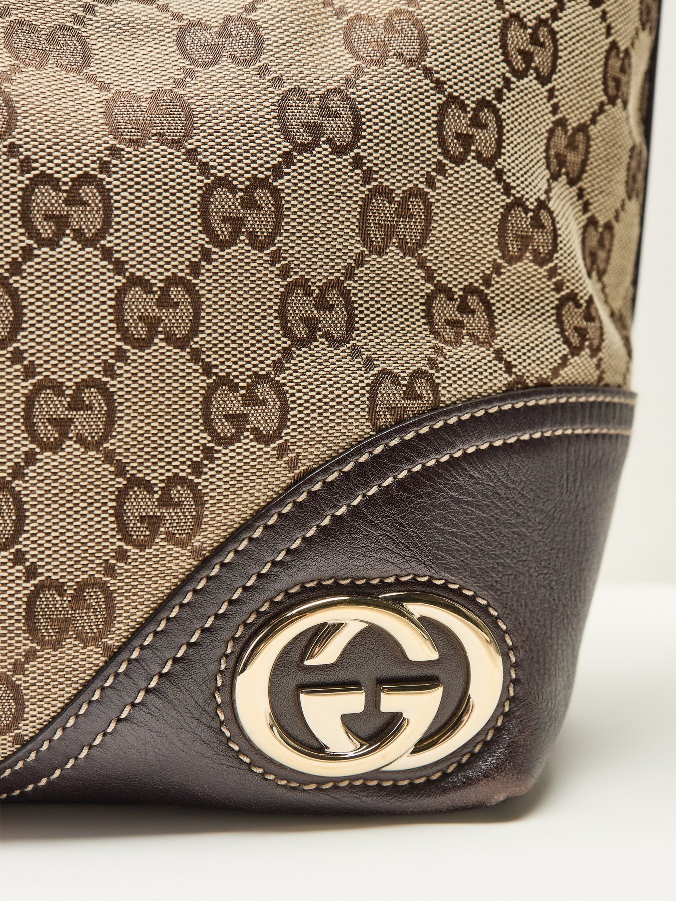 Vintage Gucci Canvas Britt Tote Bag Brown - Image 5